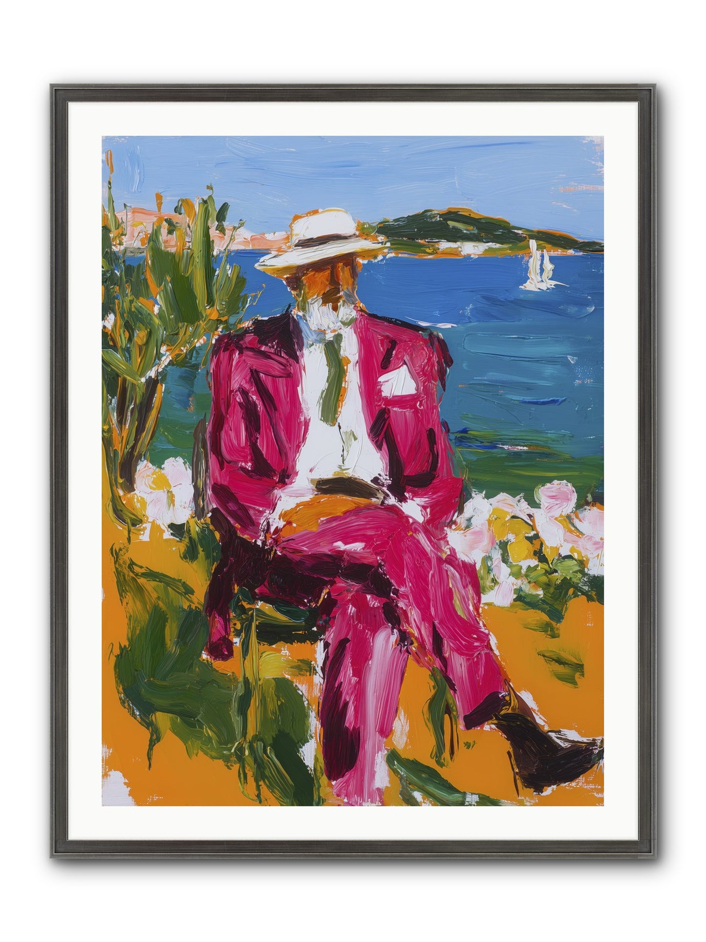 Shore's Meditation Framed Print - Slimwoods Black/Silver 30x40