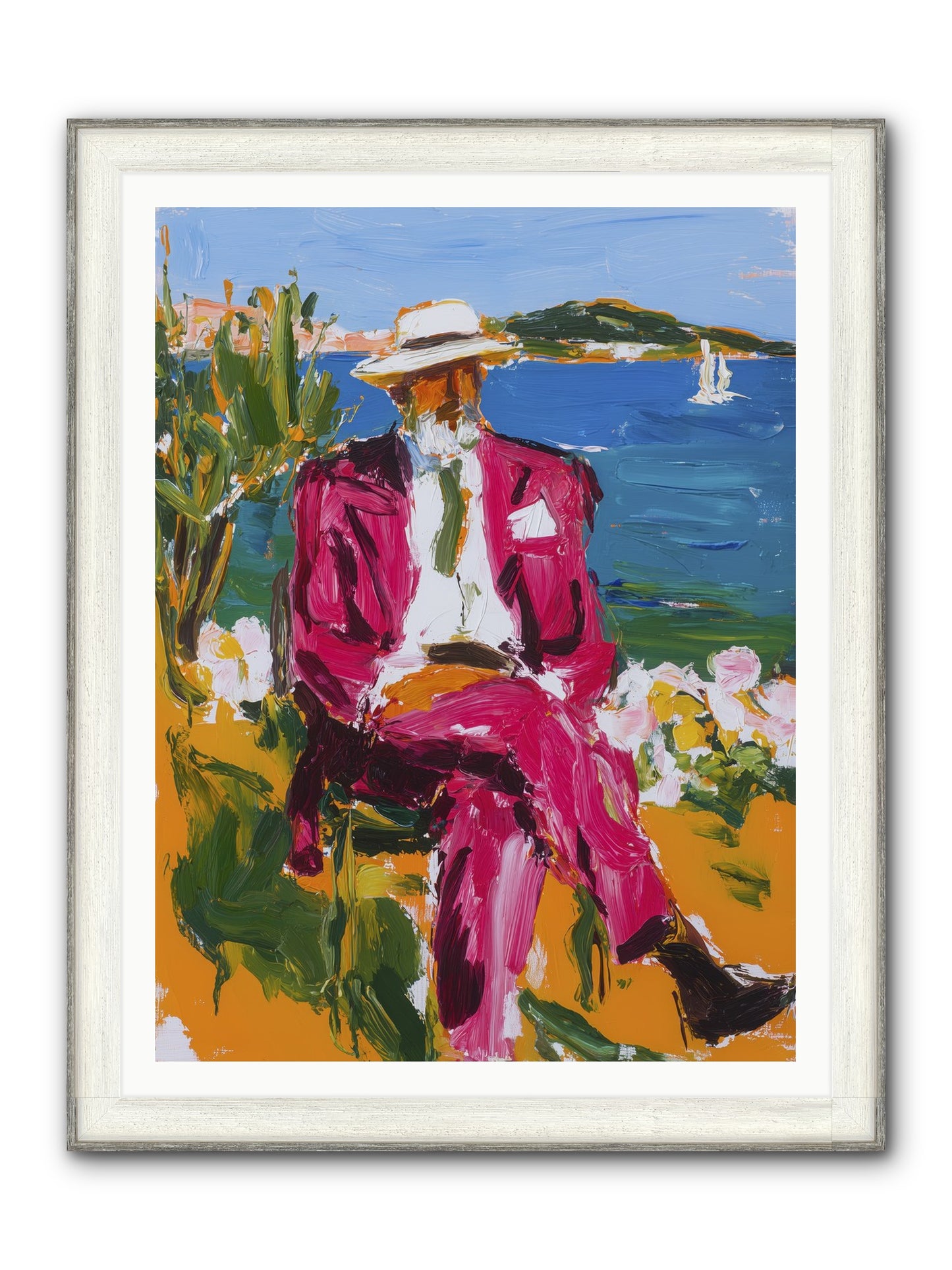 Shore's Meditation Framed Print - Driftwood White 36x48