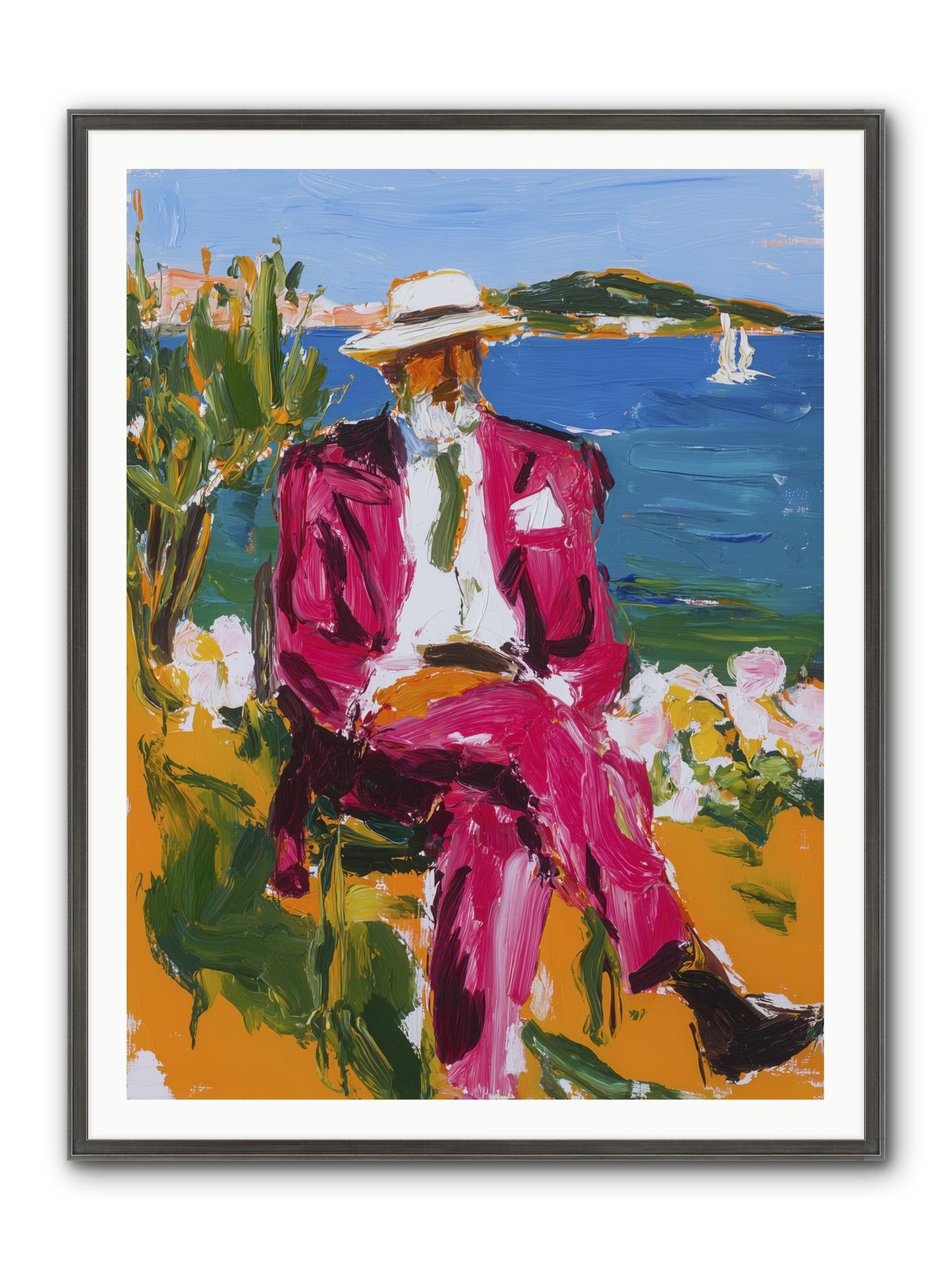 Shore's Meditation Framed Print - Slimwoods Black/Silver 36x48