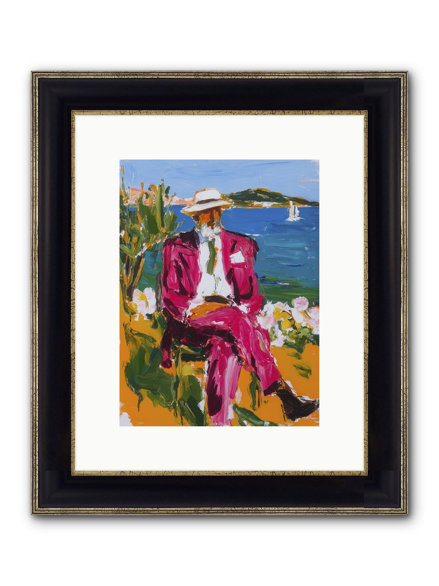 Shore's Meditation Framed Print - Black & Gold 9x12