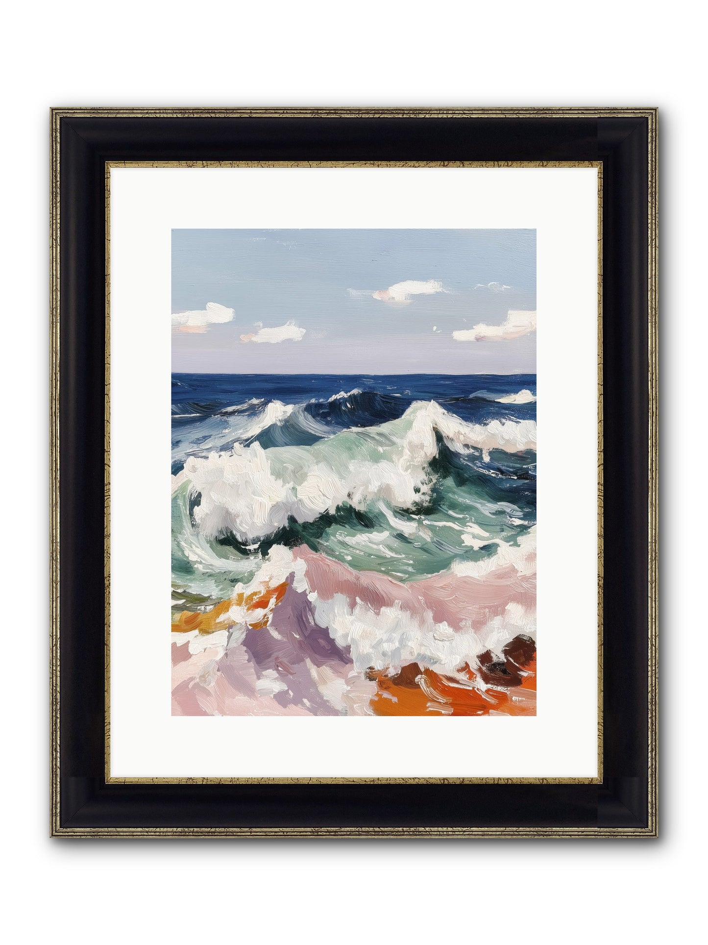 Shore's Sweet Surrender Framed Print - Black & Gold 12x16