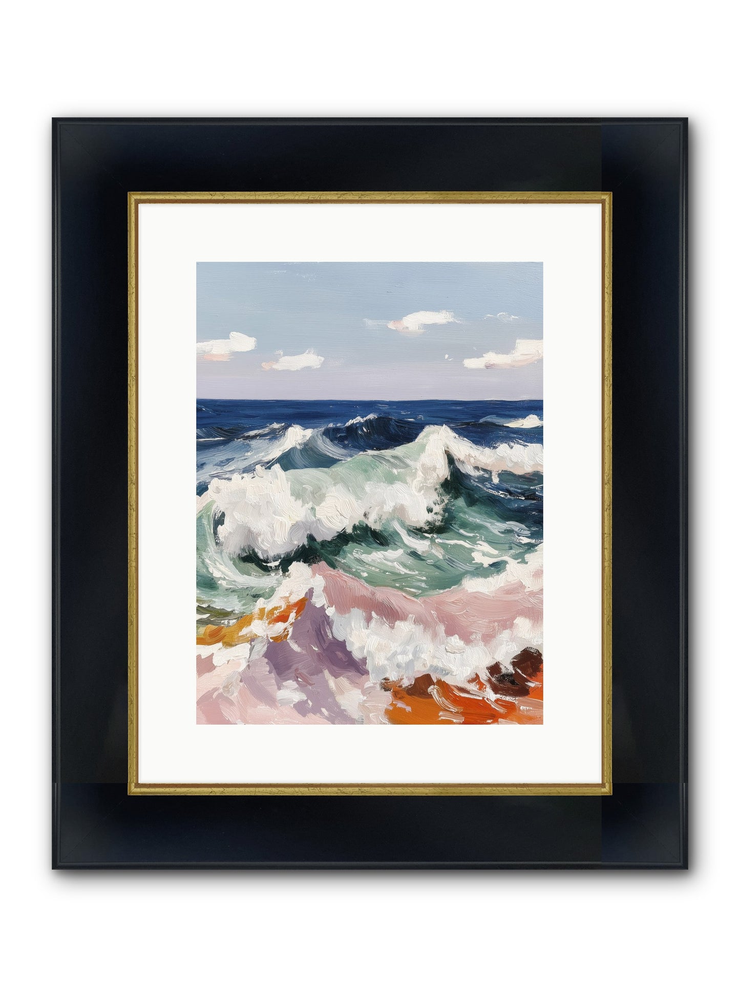 Shore's Sweet Surrender Framed Print - Wide Black w/Gold 12x16
