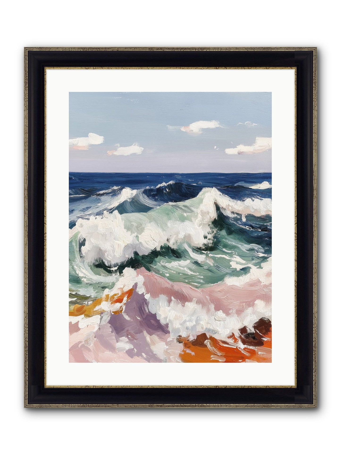Shore's Sweet Surrender Framed Print - Black & Gold 18x24