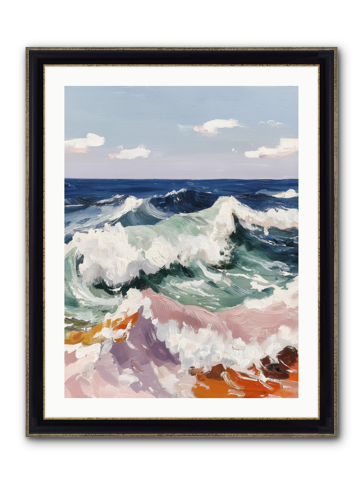 Shore's Sweet Surrender Framed Print - Black & Gold 24x32