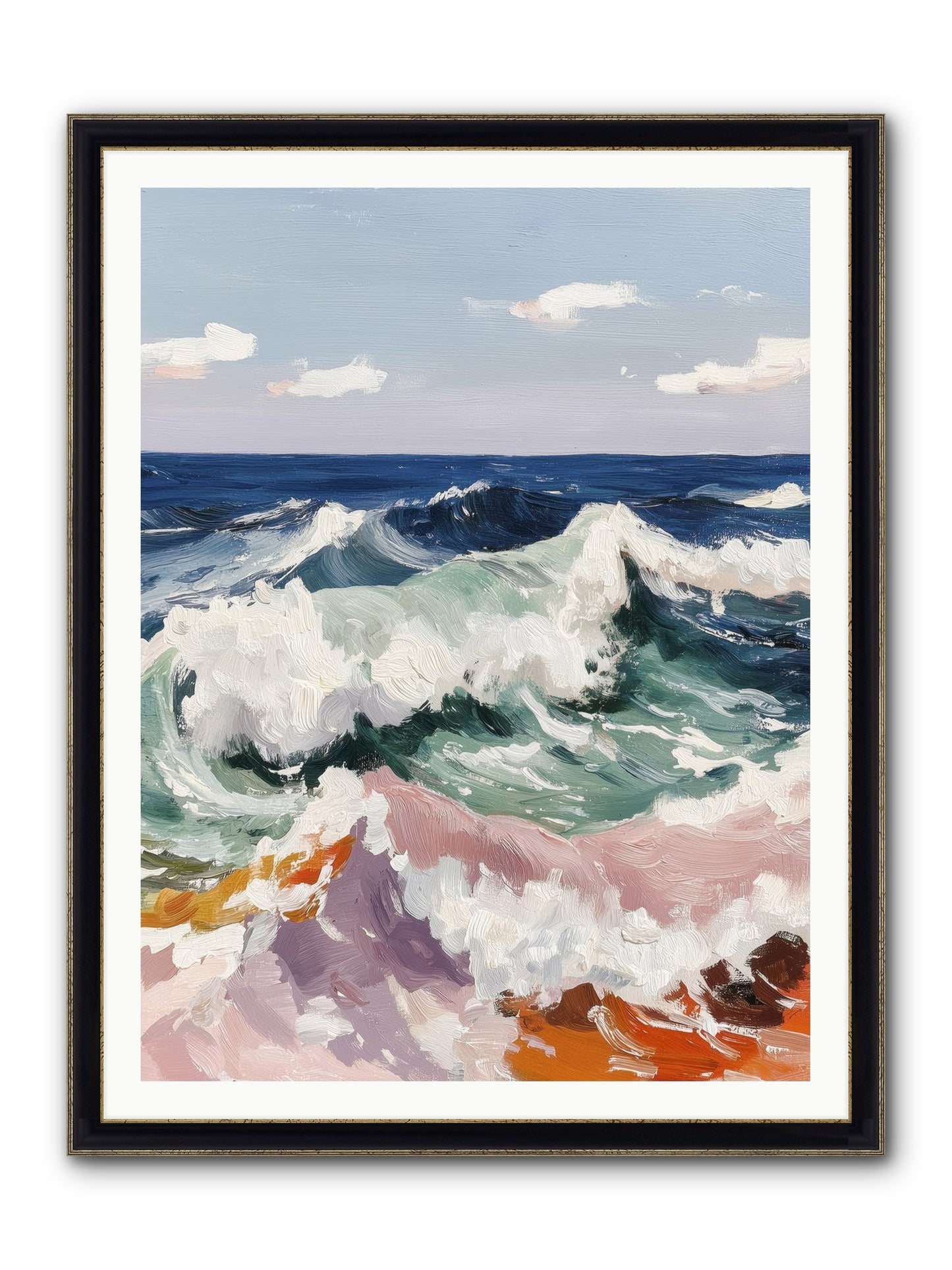 Shore's Sweet Surrender Framed Print - Black & Gold 36x48
