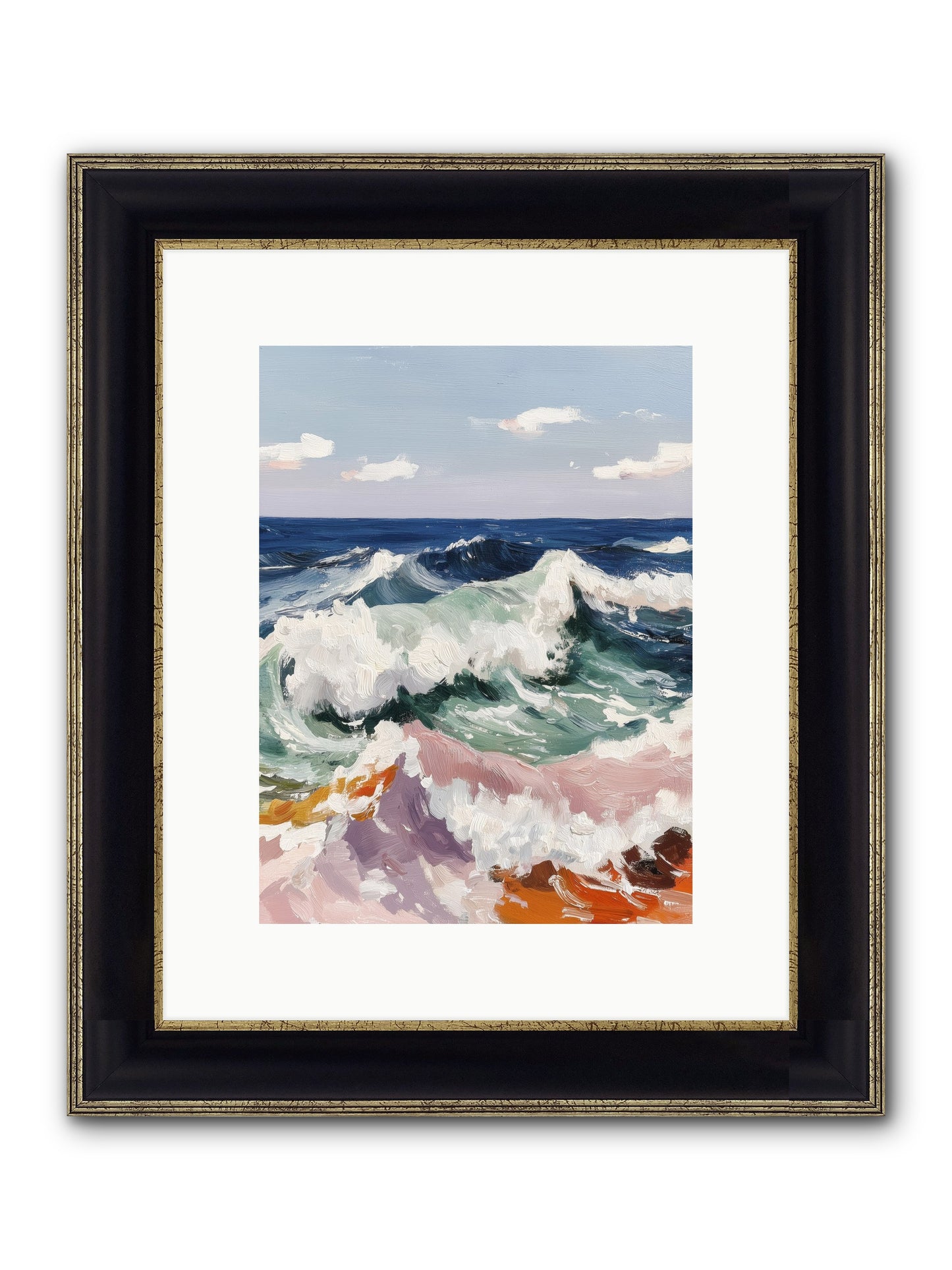 Shore's Sweet Surrender Framed Print - Black & Gold 9x12