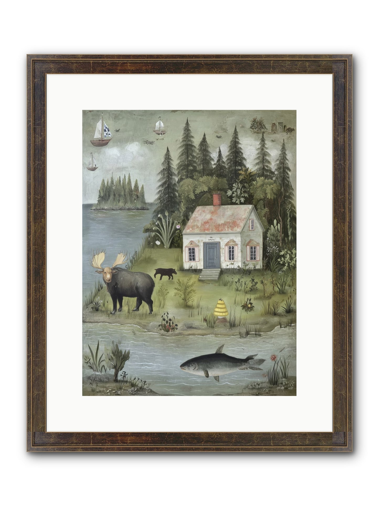 Shore Sanctuary Framed Print - Slimwoods Black/Gold 12x16