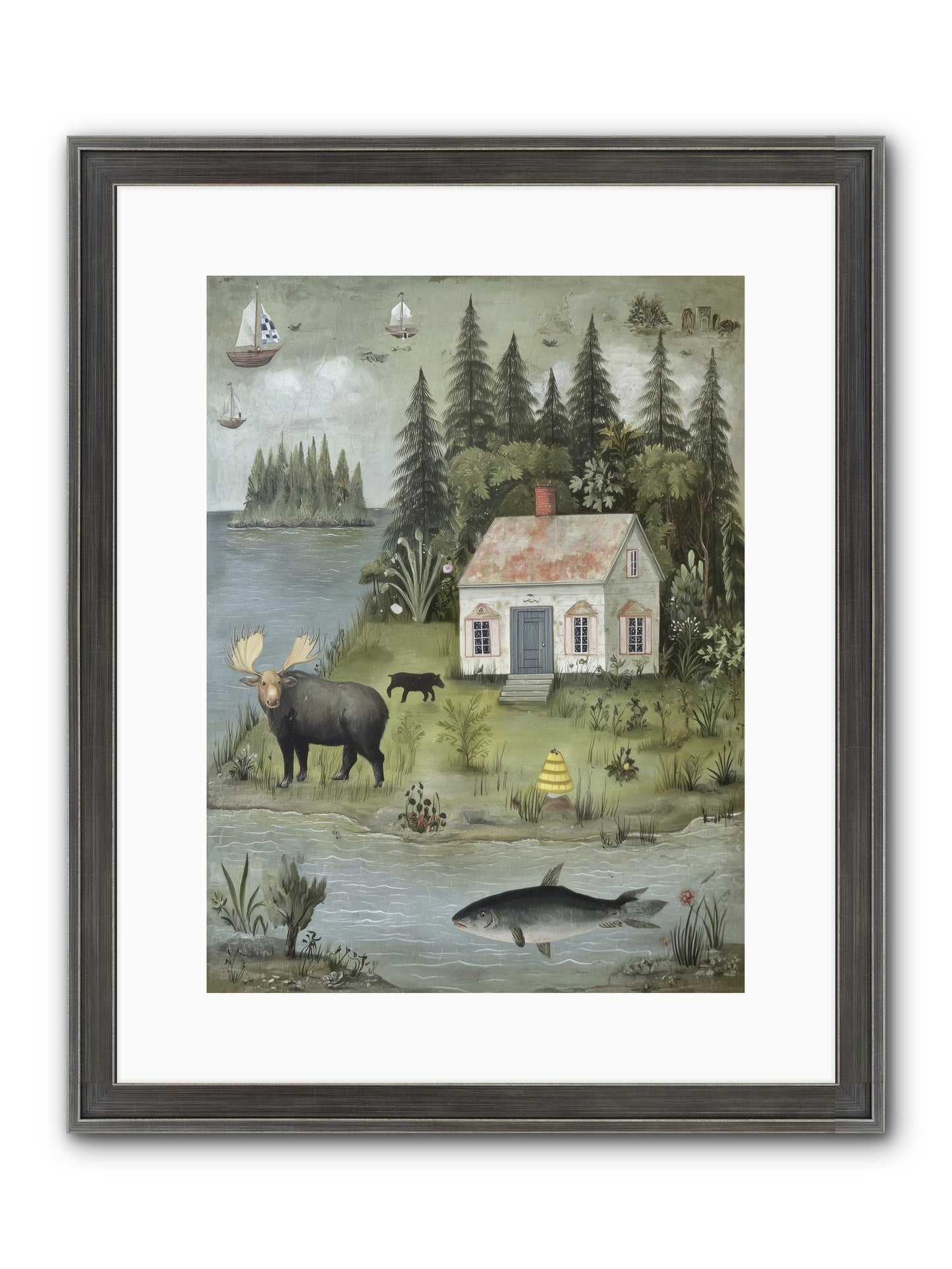 Shore Sanctuary Framed Print - Slimwoods Black/Silver 12x16
