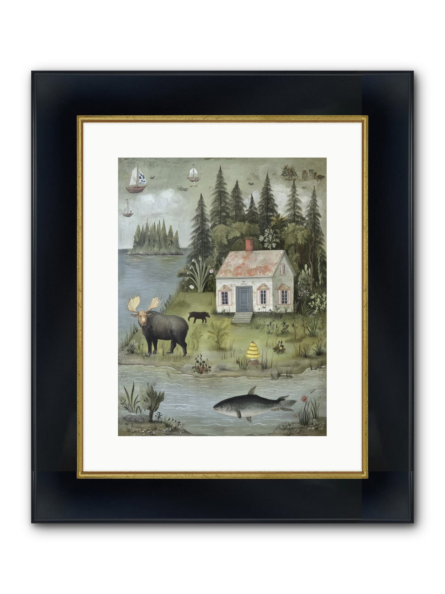Shore Sanctuary Framed Print - Wide Black w/Gold 12x16
