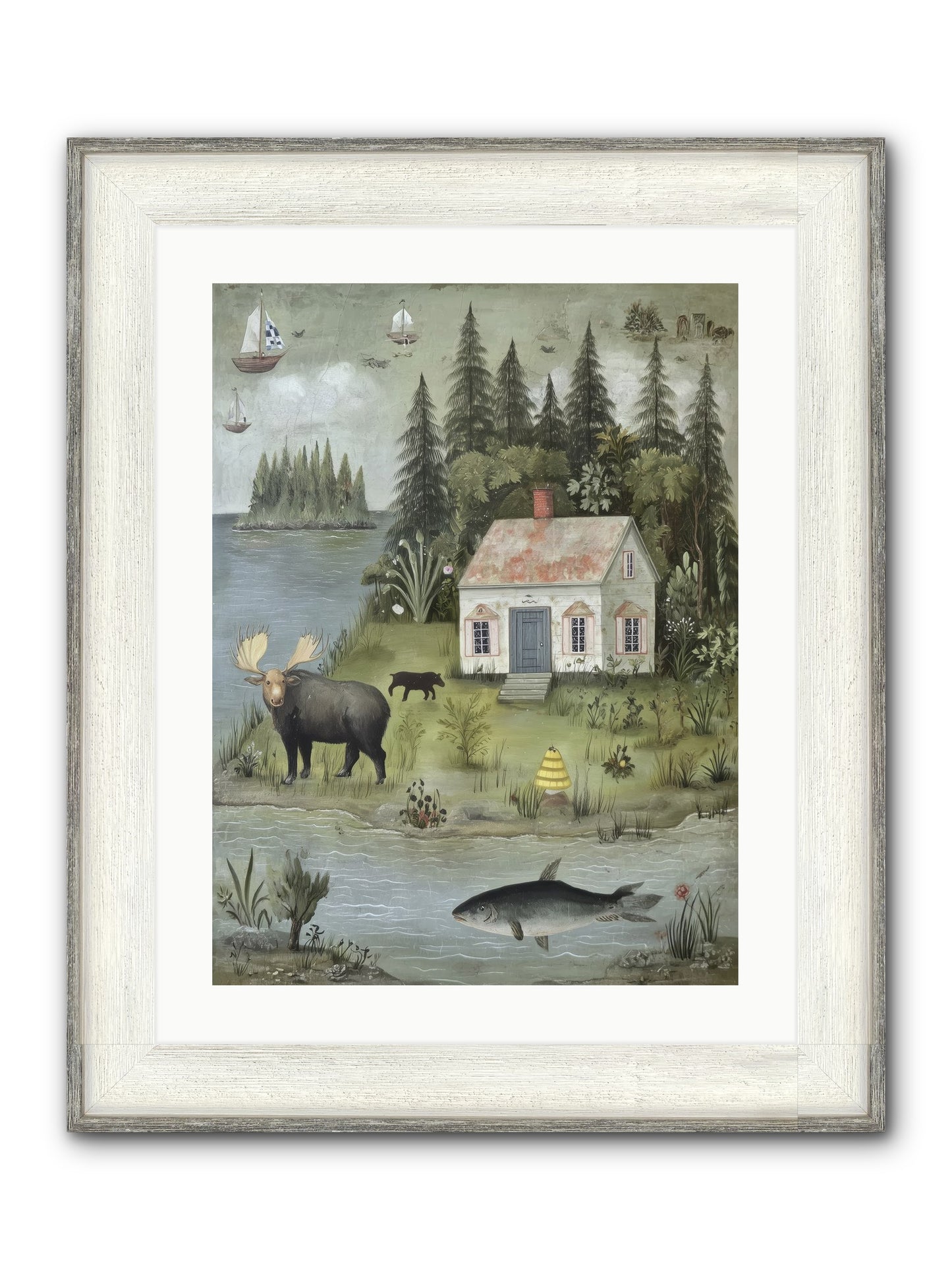 Shore Sanctuary Framed Print - Driftwood White 18x24