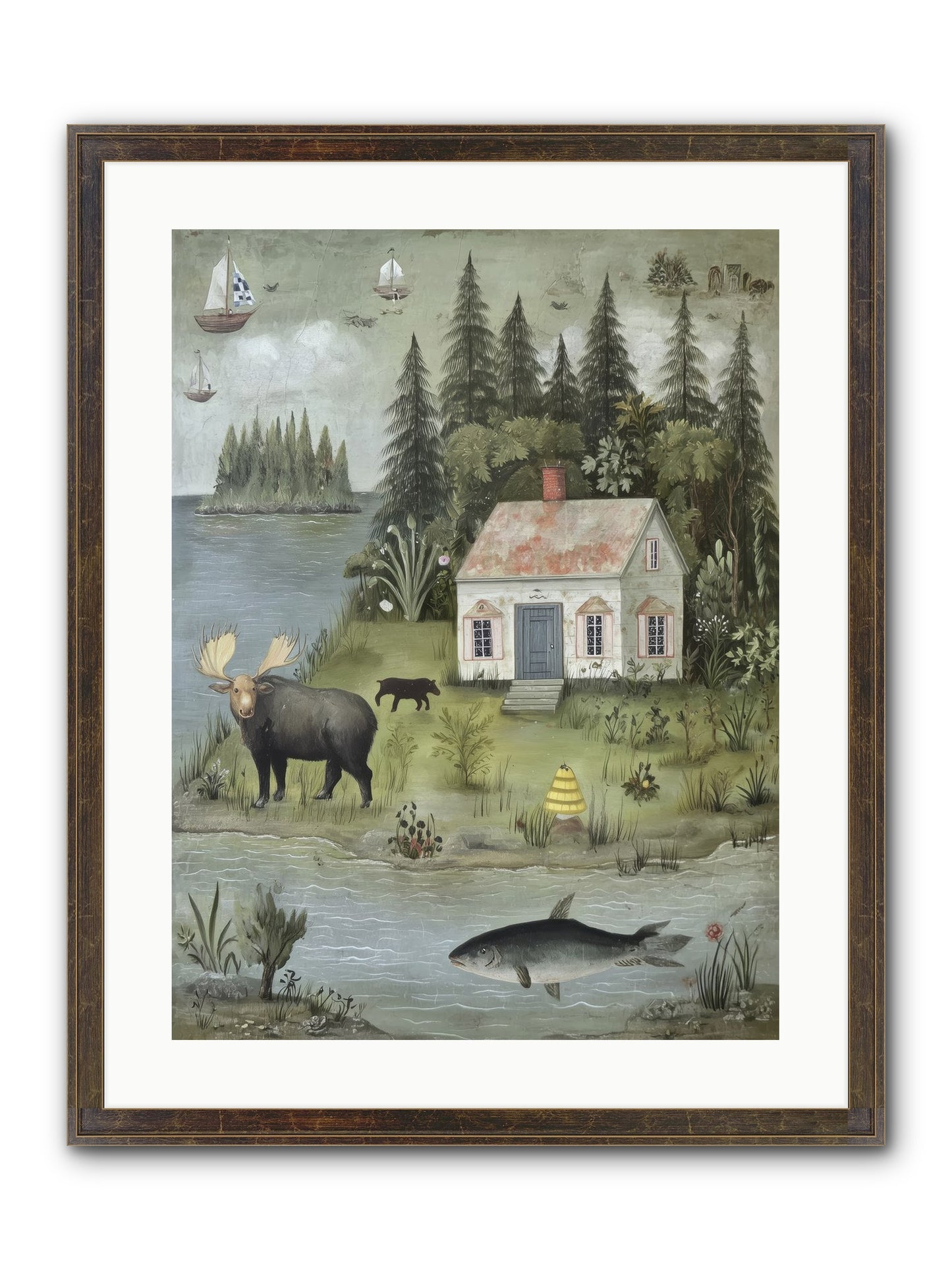 Shore Sanctuary Framed Print - Slimwoods Black/Gold 18x24