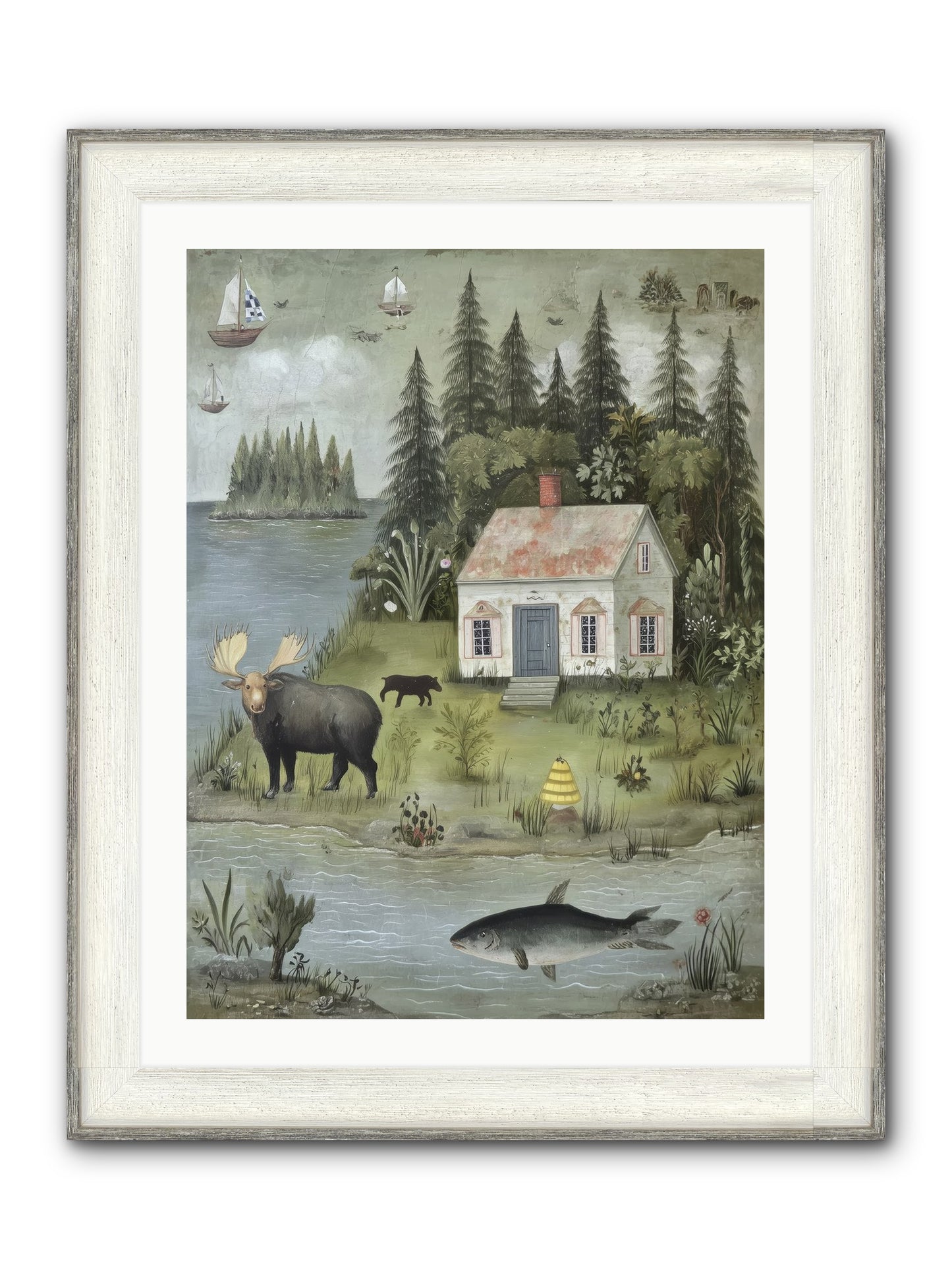 Shore Sanctuary Framed Print - Driftwood White 24x32
