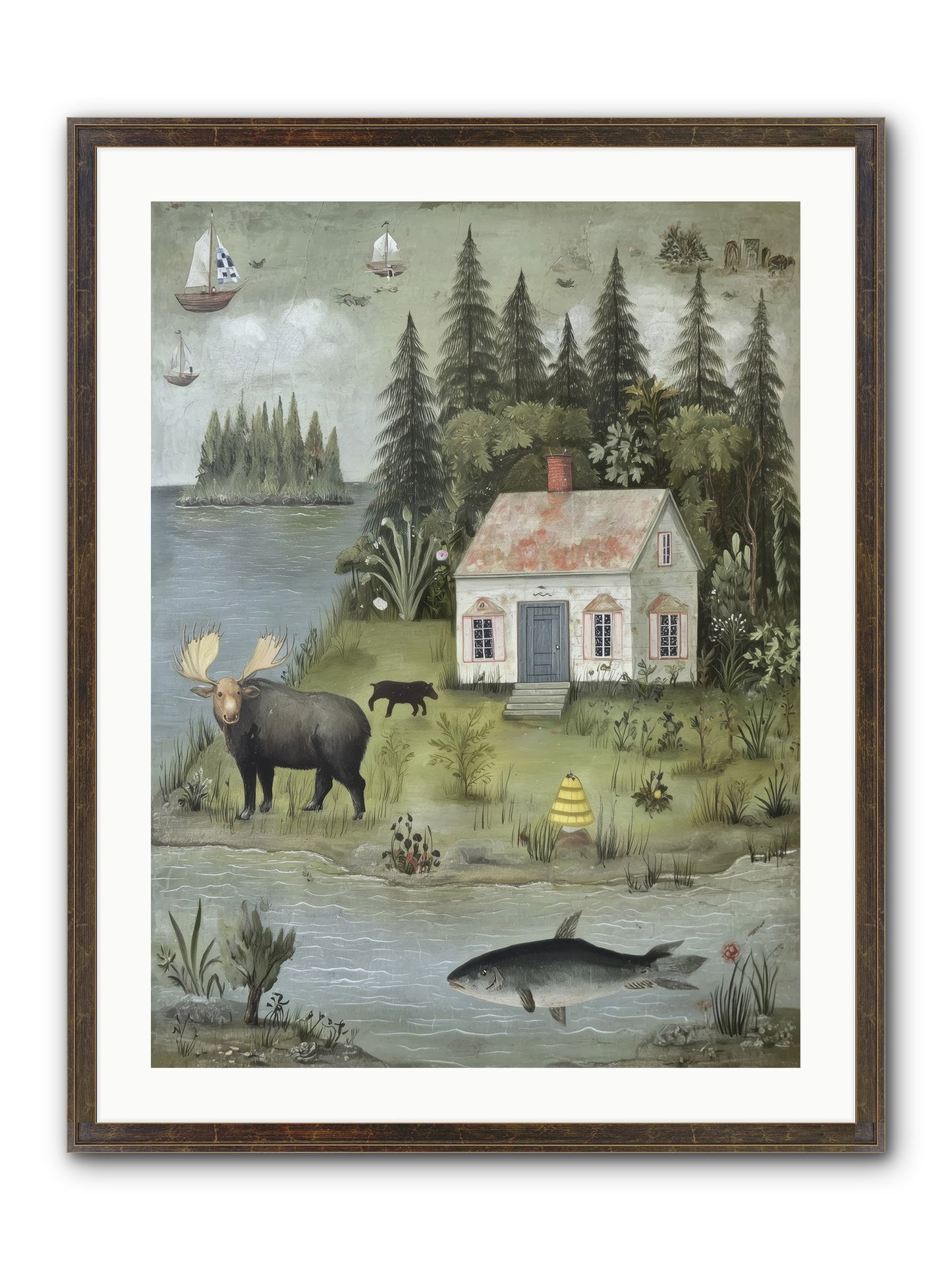 Shore Sanctuary Framed Print - Slimwoods Black/Gold 24x32