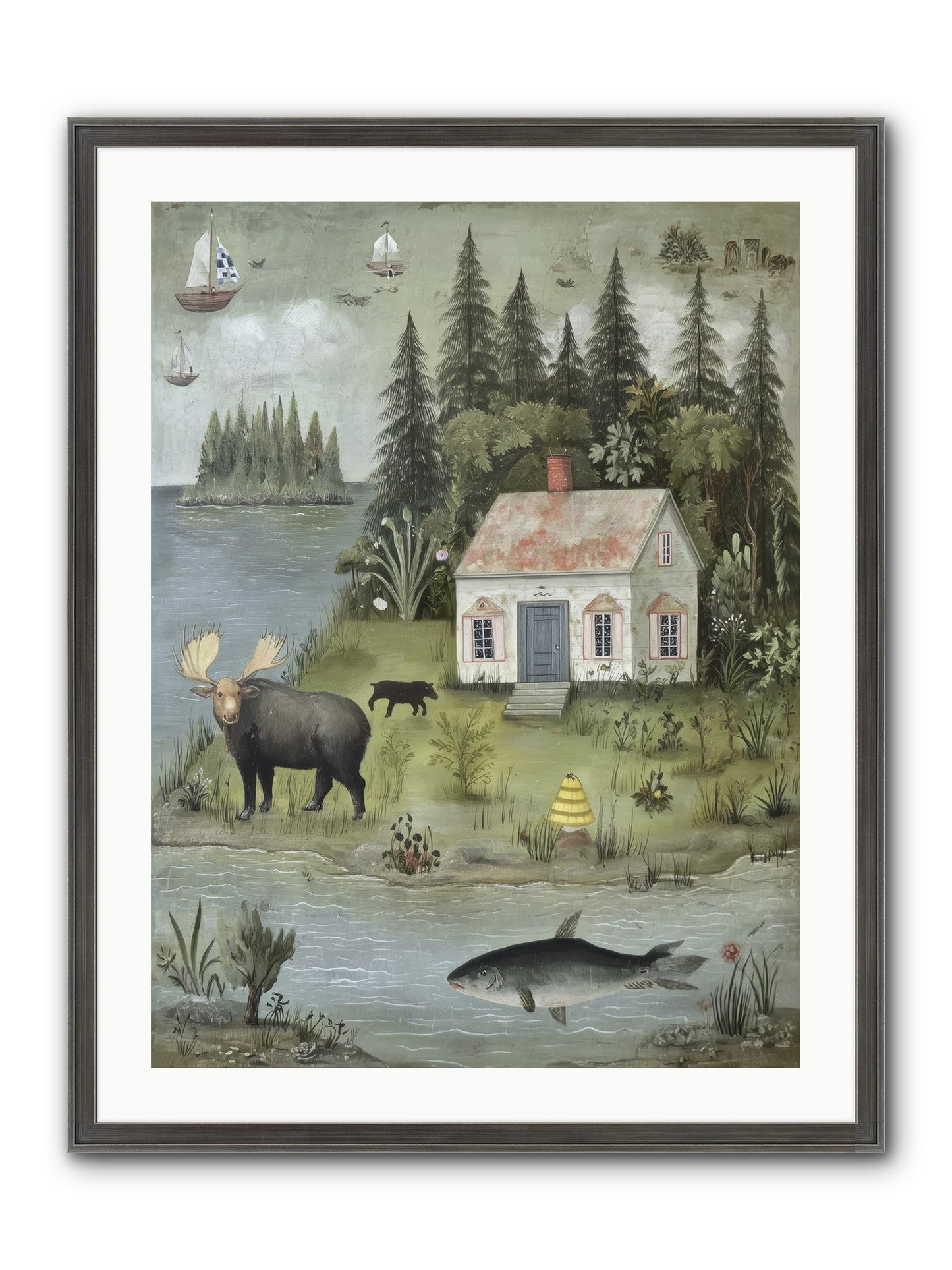 Shore Sanctuary Framed Print - Slimwoods Black/Silver 24x32