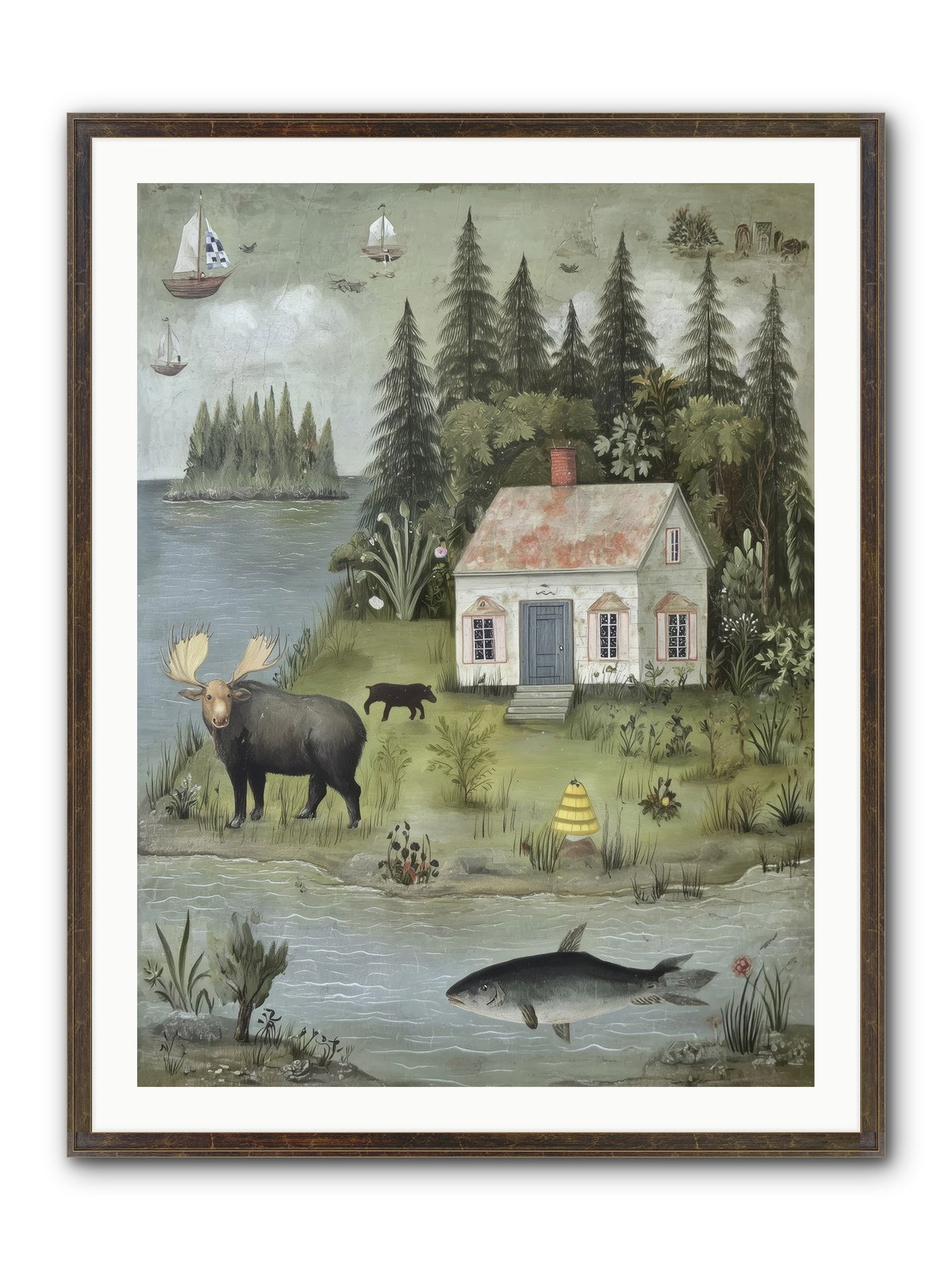 Shore Sanctuary Framed Print - Slimwoods Black/Gold 30x40