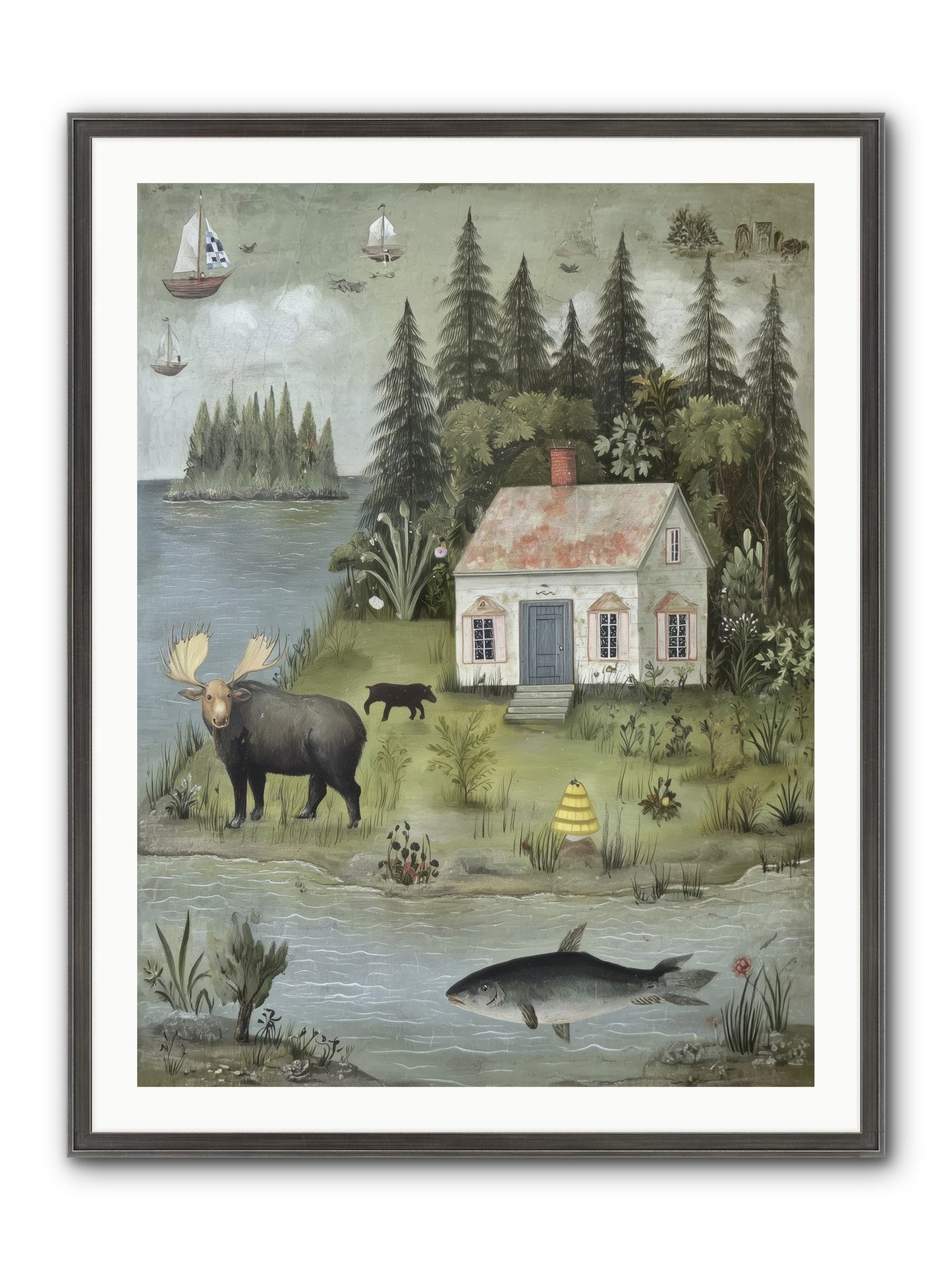 Shore Sanctuary Framed Print - Slimwoods Black/Silver 30x40