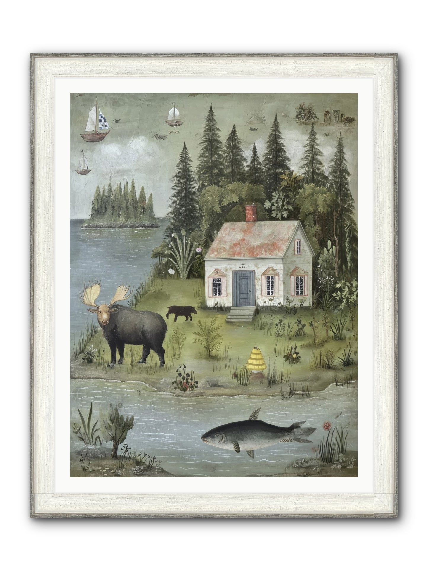 Shore Sanctuary Framed Print - Driftwood White 36x48