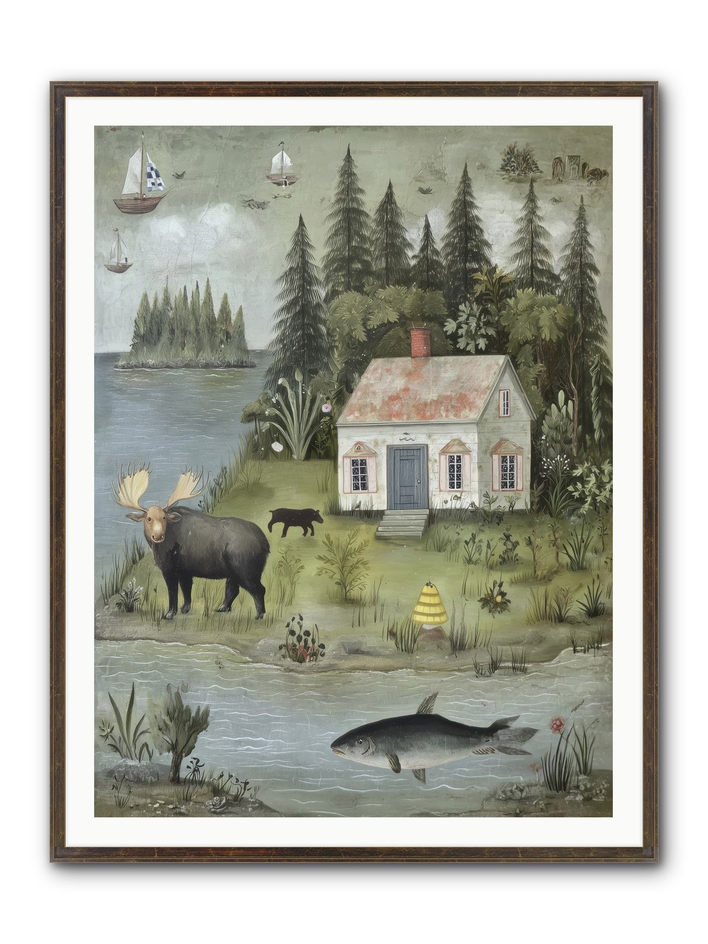 Shore Sanctuary Framed Print - Slimwoods Black/Gold 36x48