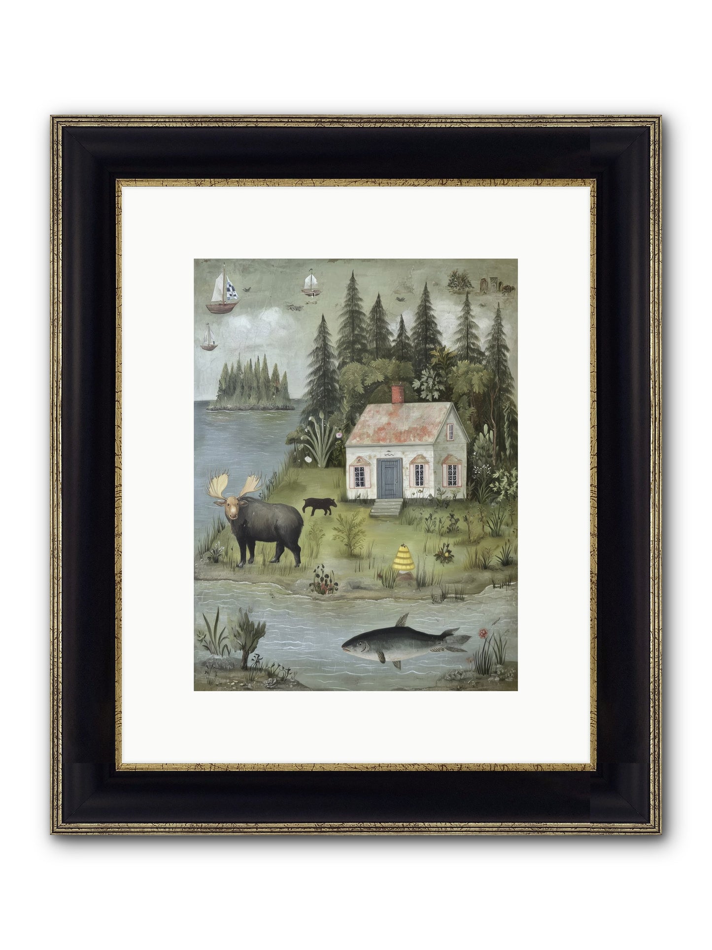 Shore Sanctuary Framed Print - Black & Gold 9x12