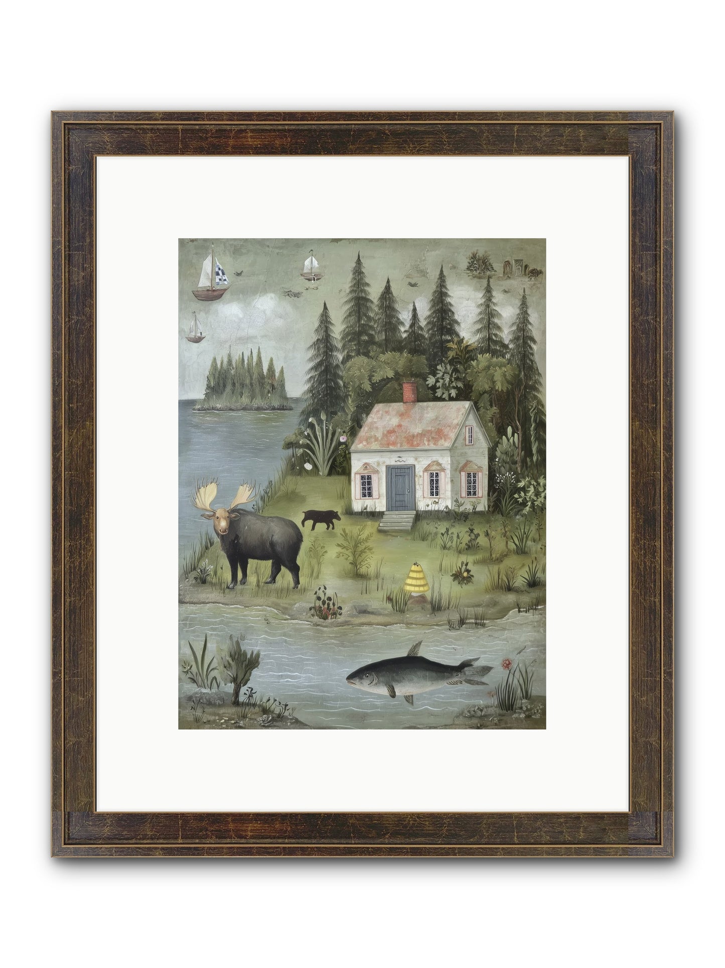 Shore Sanctuary Framed Print - Slimwoods Black/Gold 9x12
