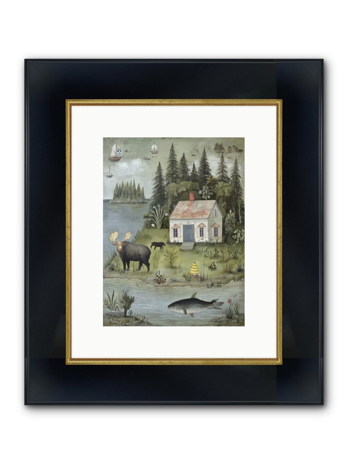Shore Sanctuary Framed Print - Wide Black w/Gold 9x12