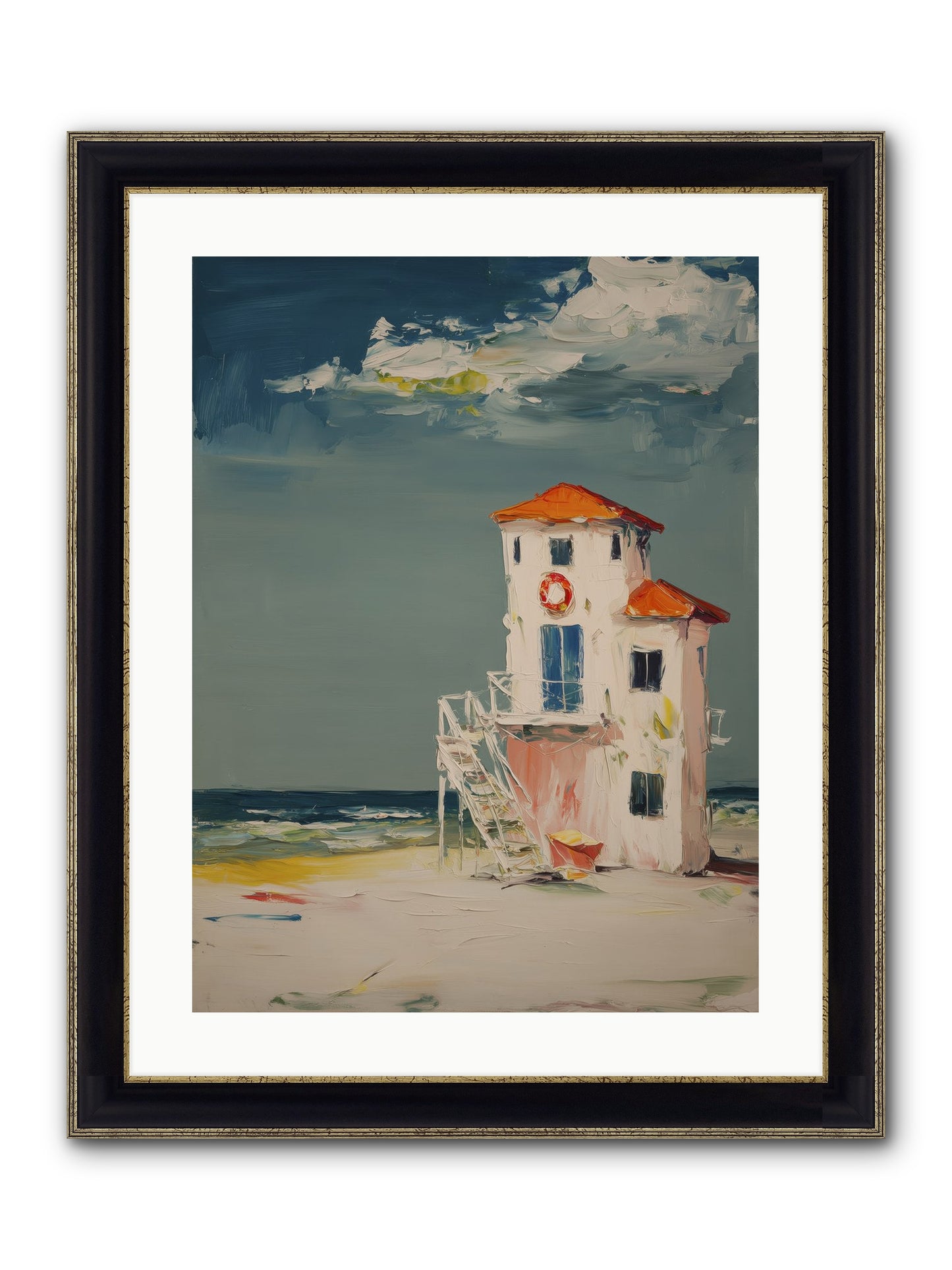 Shoreline Shelter Framed Print - Black & Gold 18x24