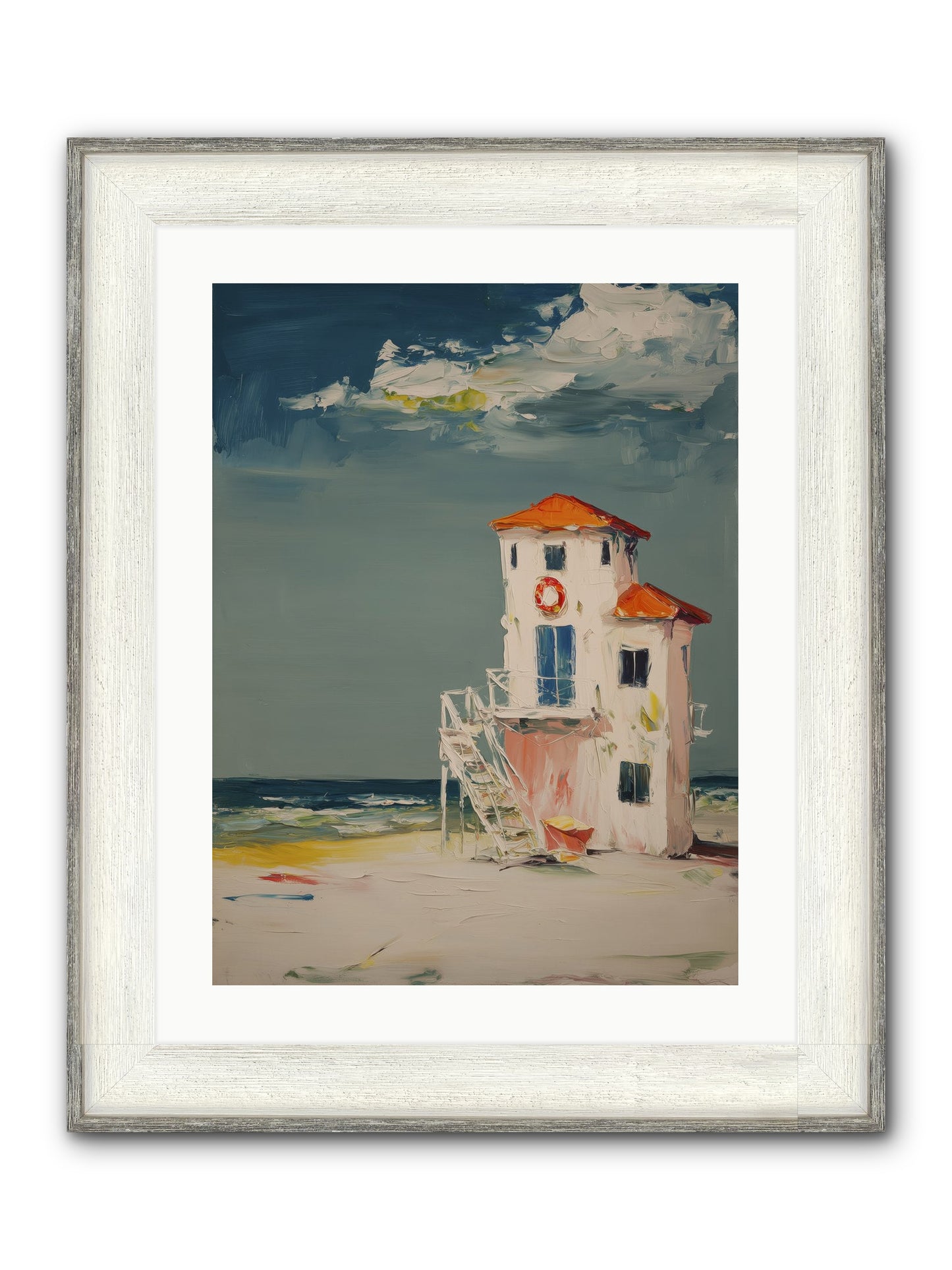 Shoreline Shelter Framed Print - Driftwood White 18x24