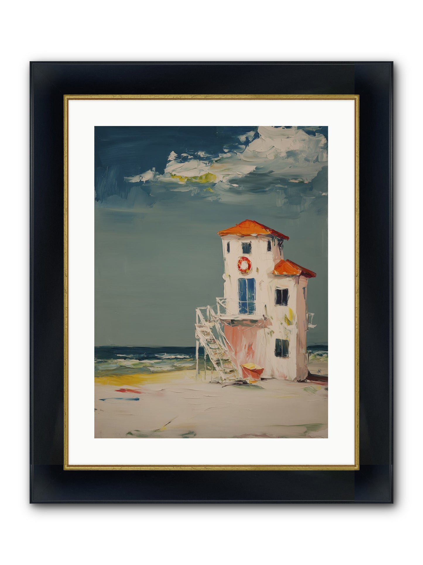 Shoreline Shelter Framed Print - Wide Black w/Gold 18x24