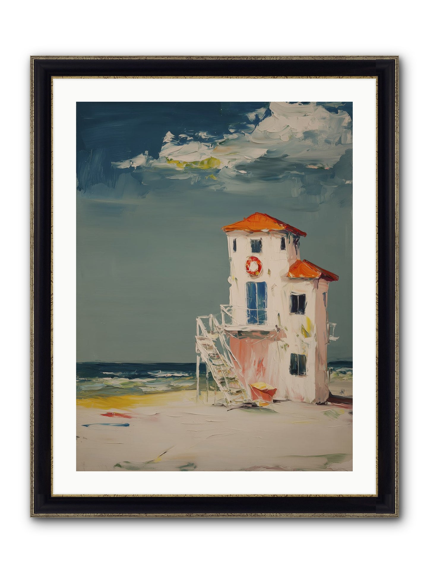 Shoreline Shelter Framed Print - Black & Gold 24x32