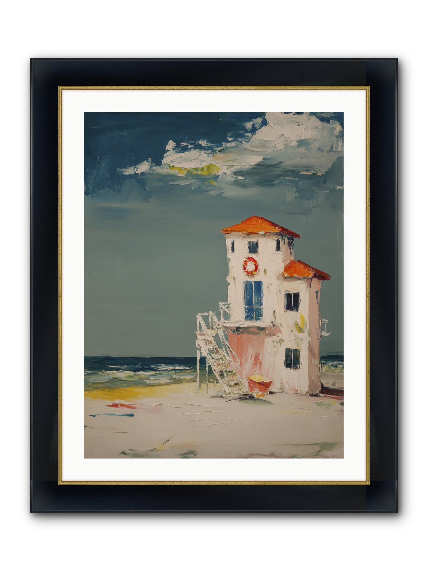 Shoreline Shelter Framed Print - Wide Black w/Gold 24x32