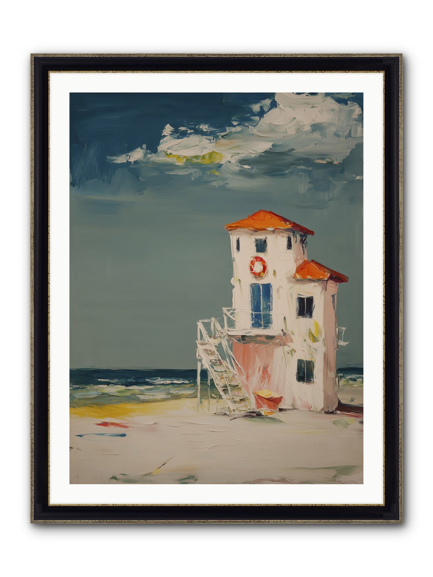 Shoreline Shelter Framed Print - Black & Gold 30x40