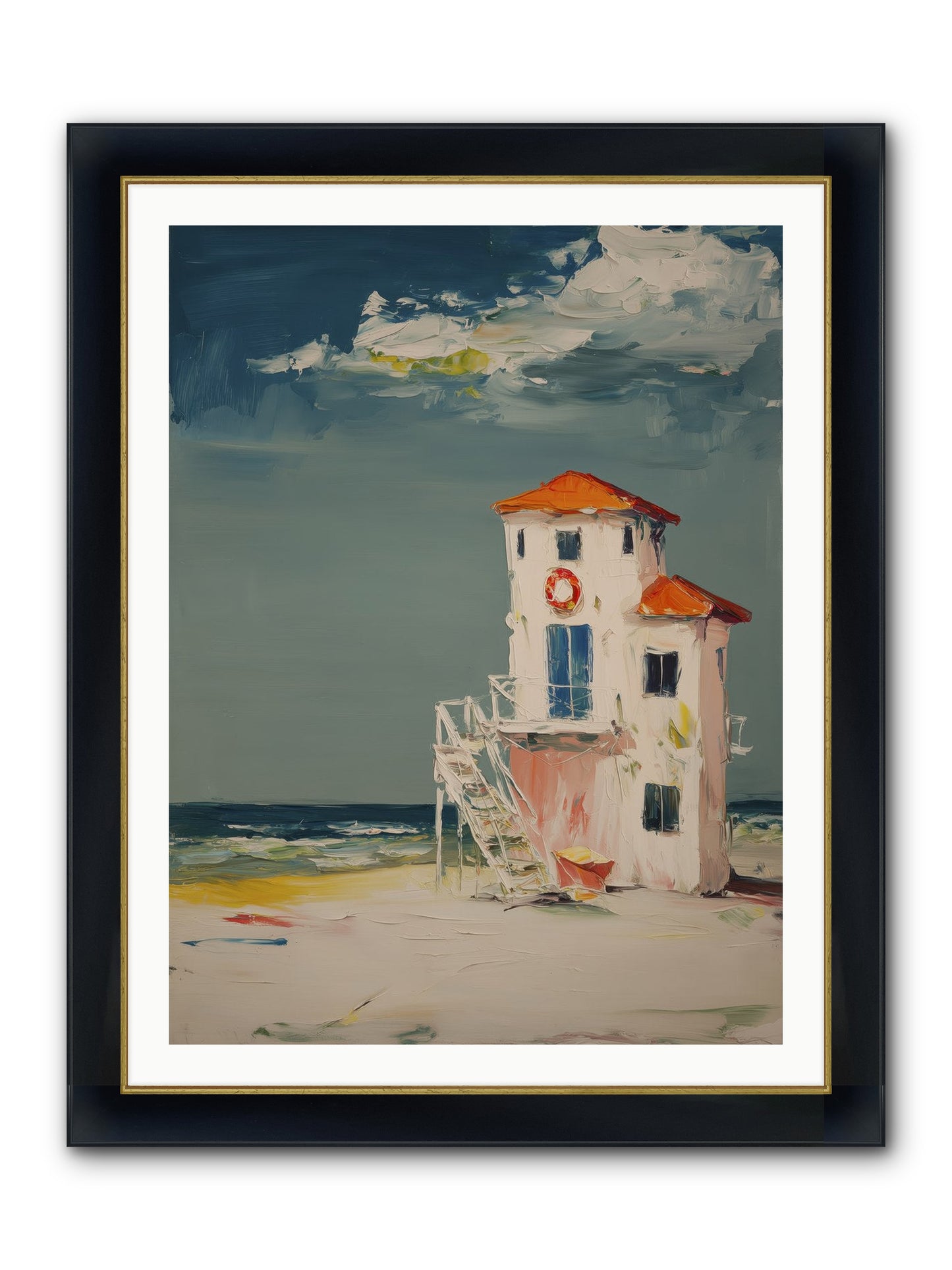 Shoreline Shelter Framed Print - Wide Black w/Gold 30x40
