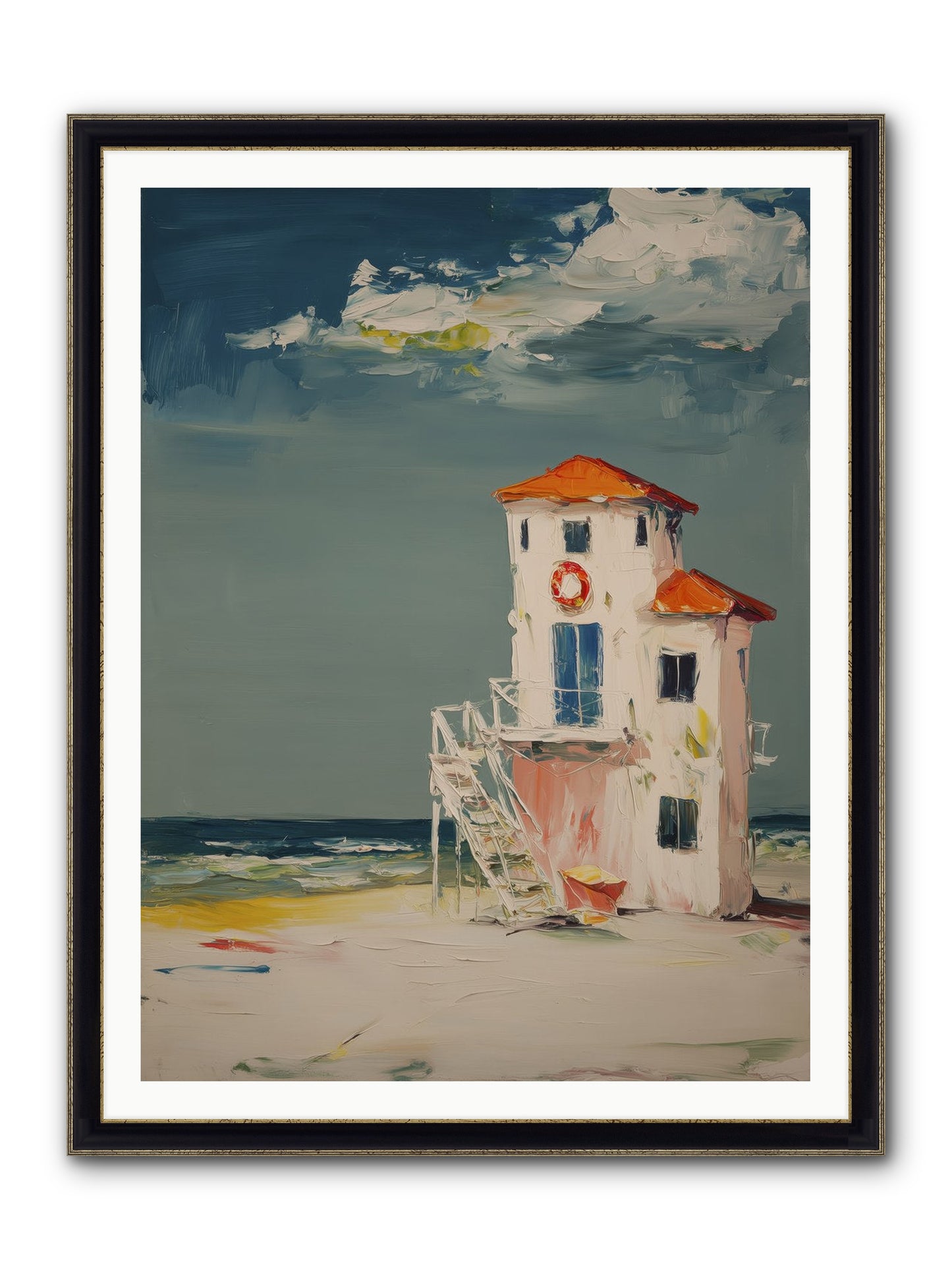 Shoreline Shelter Framed Print - Black & Gold 36x48