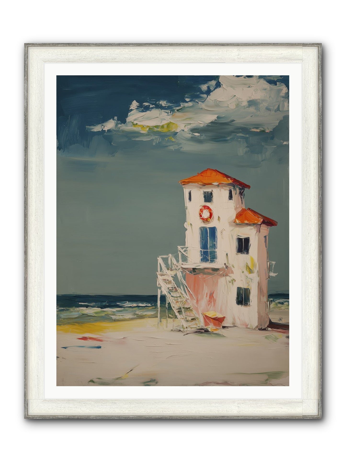 Shoreline Shelter Framed Print - Driftwood White 36x48