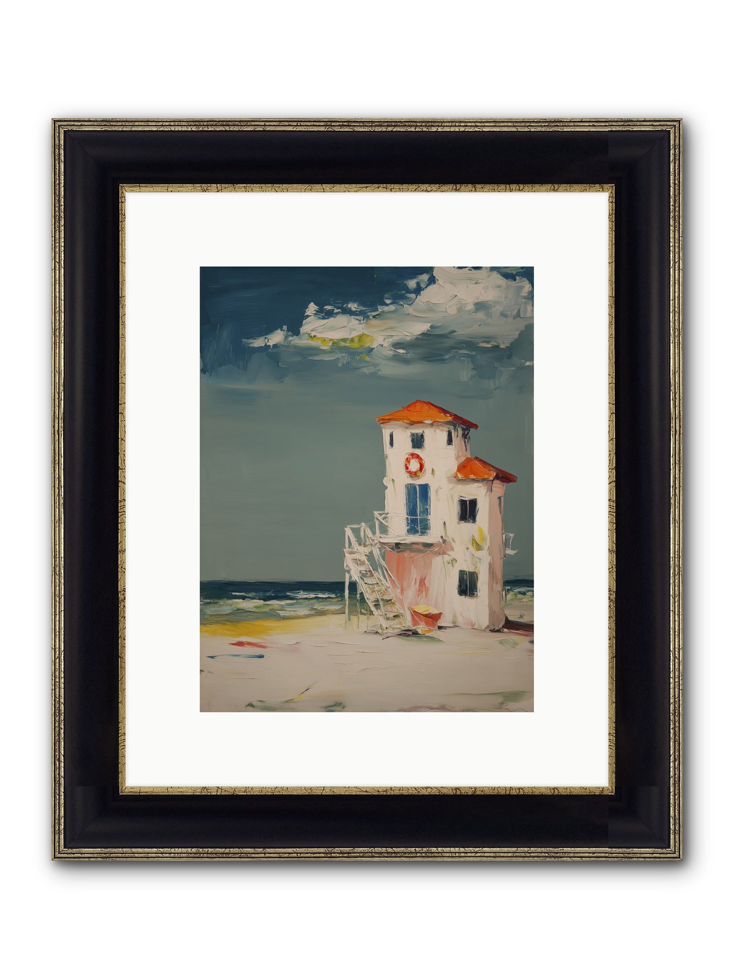 Shoreline Shelter Framed Print - Black & Gold 9x12