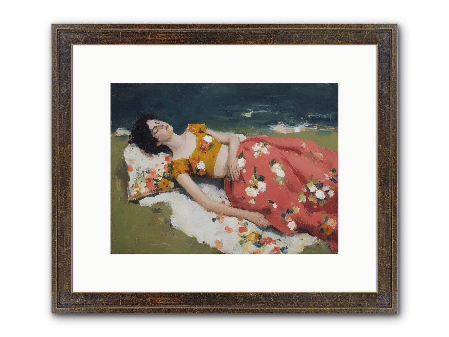 Shoreline Siesta Framed Print - Slimwoods Black/Gold 12x9