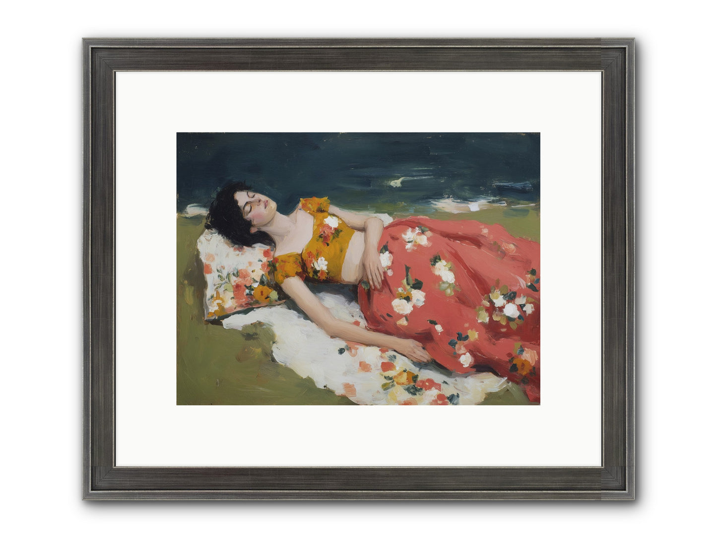 Shoreline Siesta Framed Print - Slimwoods Black/Silver 12x9