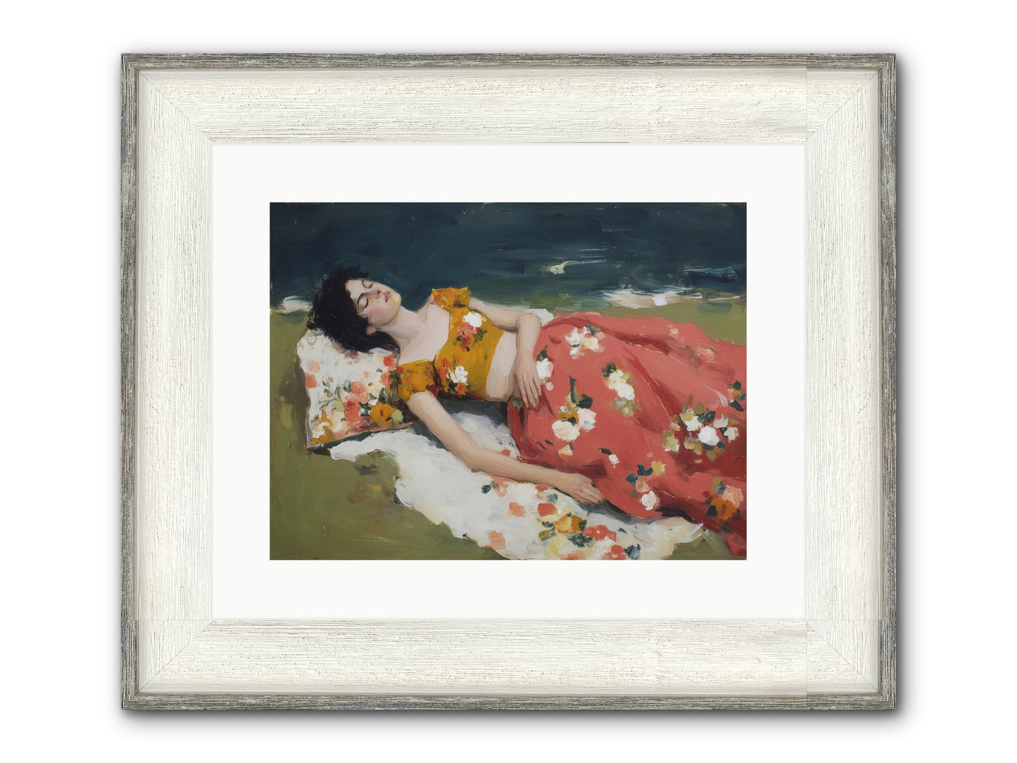 Shoreline Siesta Framed Print - Driftwood White 16x12