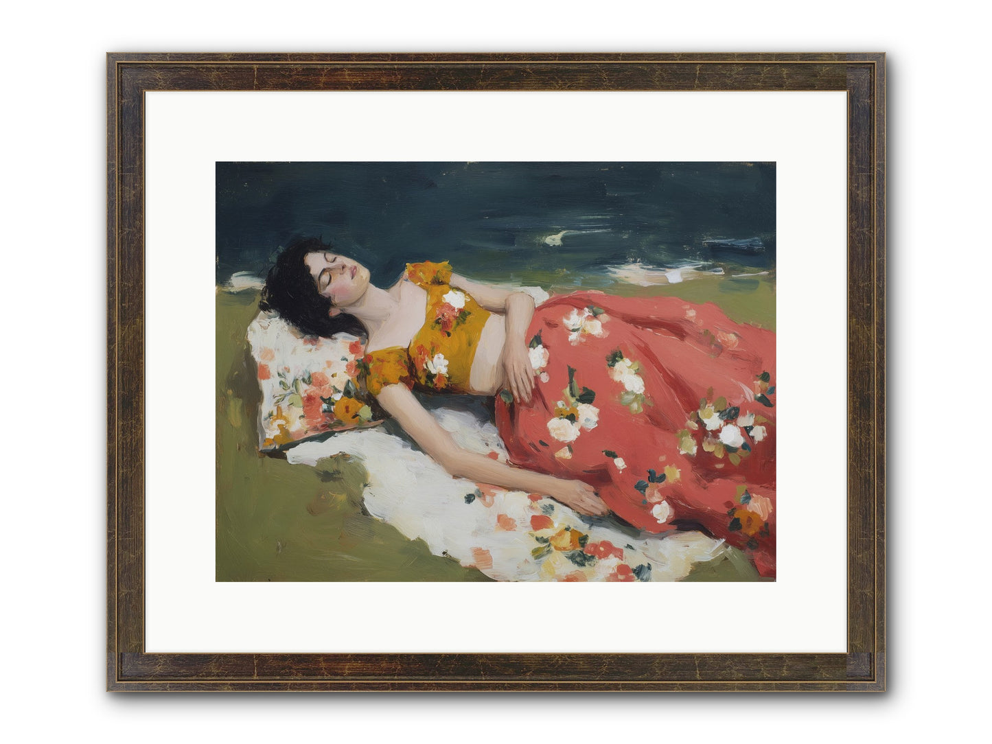 Shoreline Siesta Framed Print - Slimwoods Black/Gold 16x12