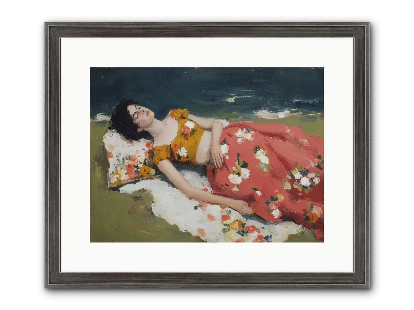Shoreline Siesta Framed Print - Slimwoods Black/Silver 16x12