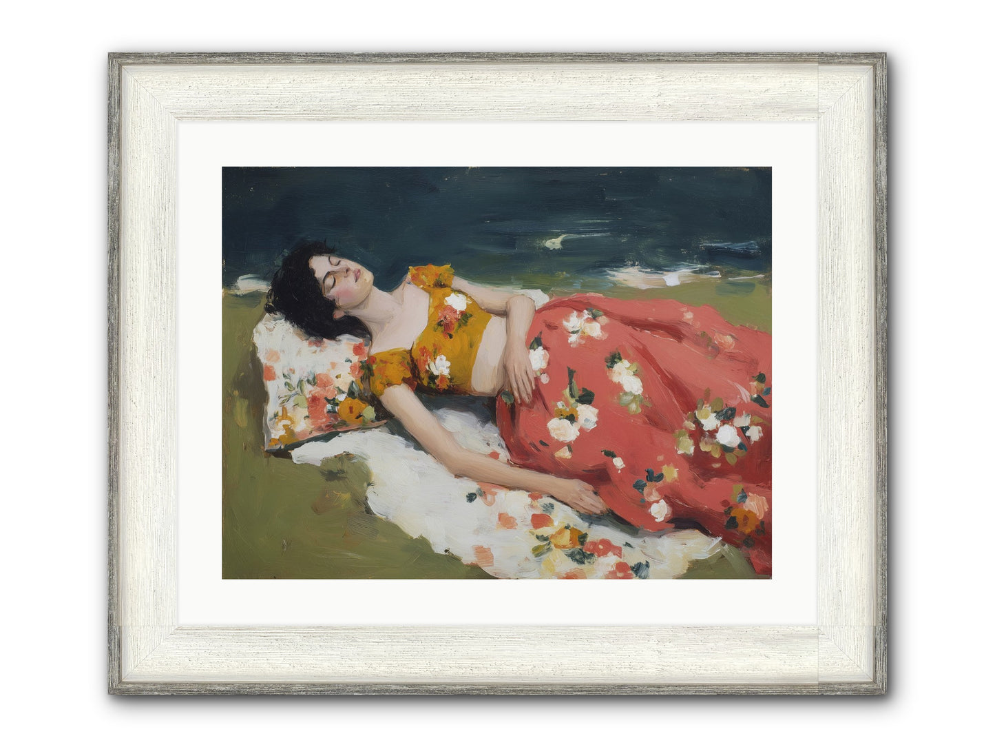 Shoreline Siesta Framed Print - Driftwood White 24x18