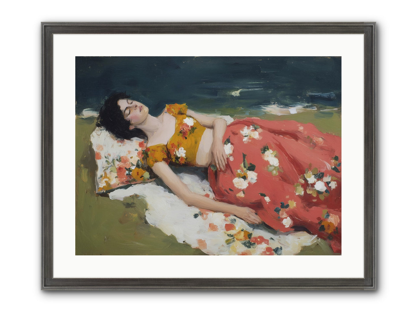 Shoreline Siesta Framed Print - Slimwoods Black/Silver 24x18