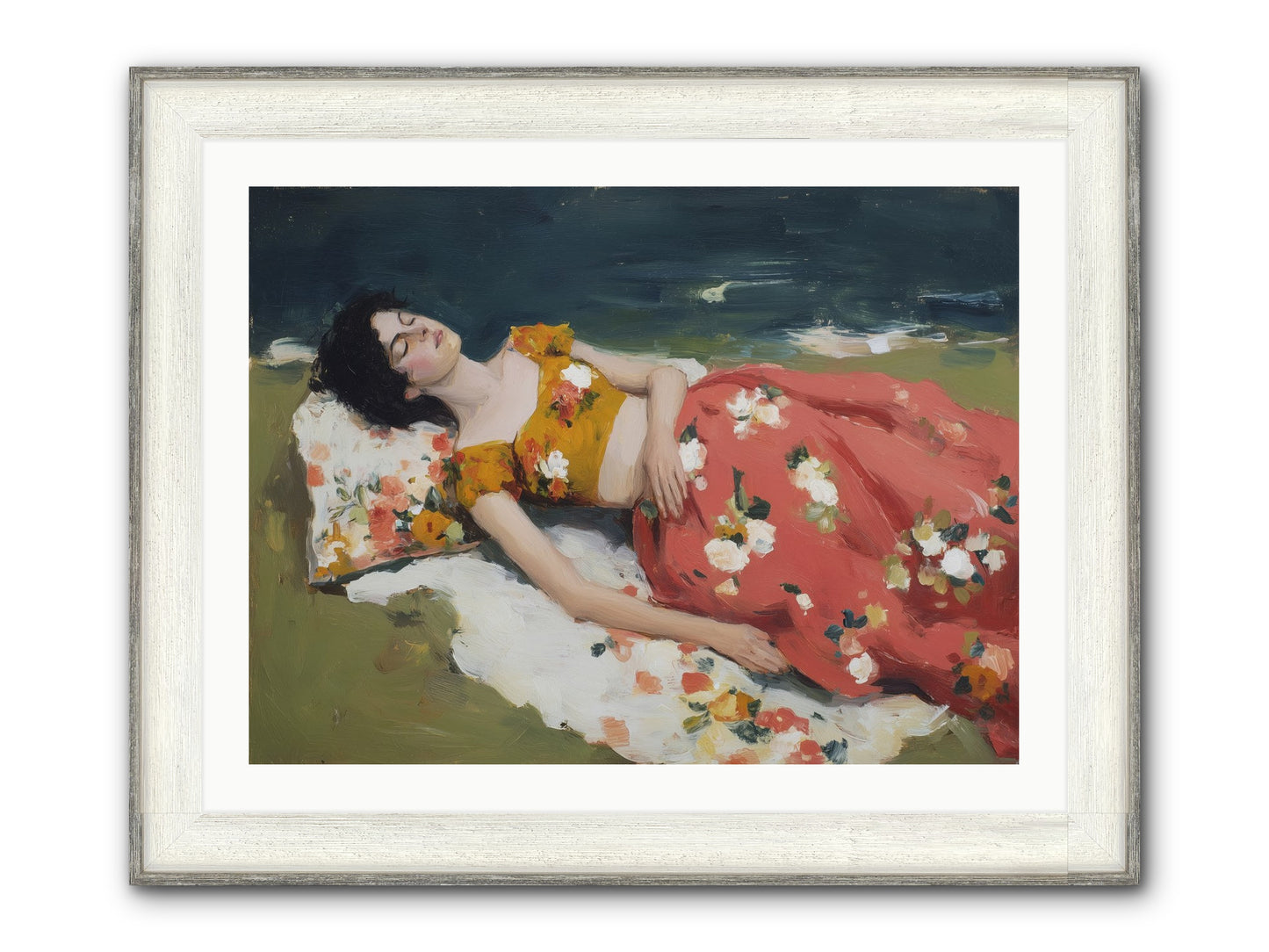 Shoreline Siesta Framed Print - Driftwood White 32x24