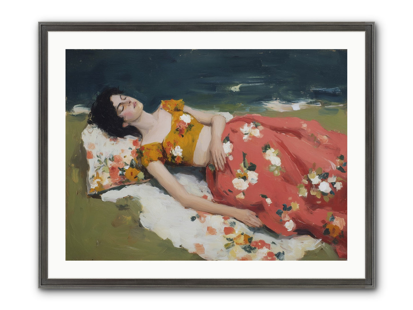 Shoreline Siesta Framed Print - Slimwoods Black/Silver 32x24