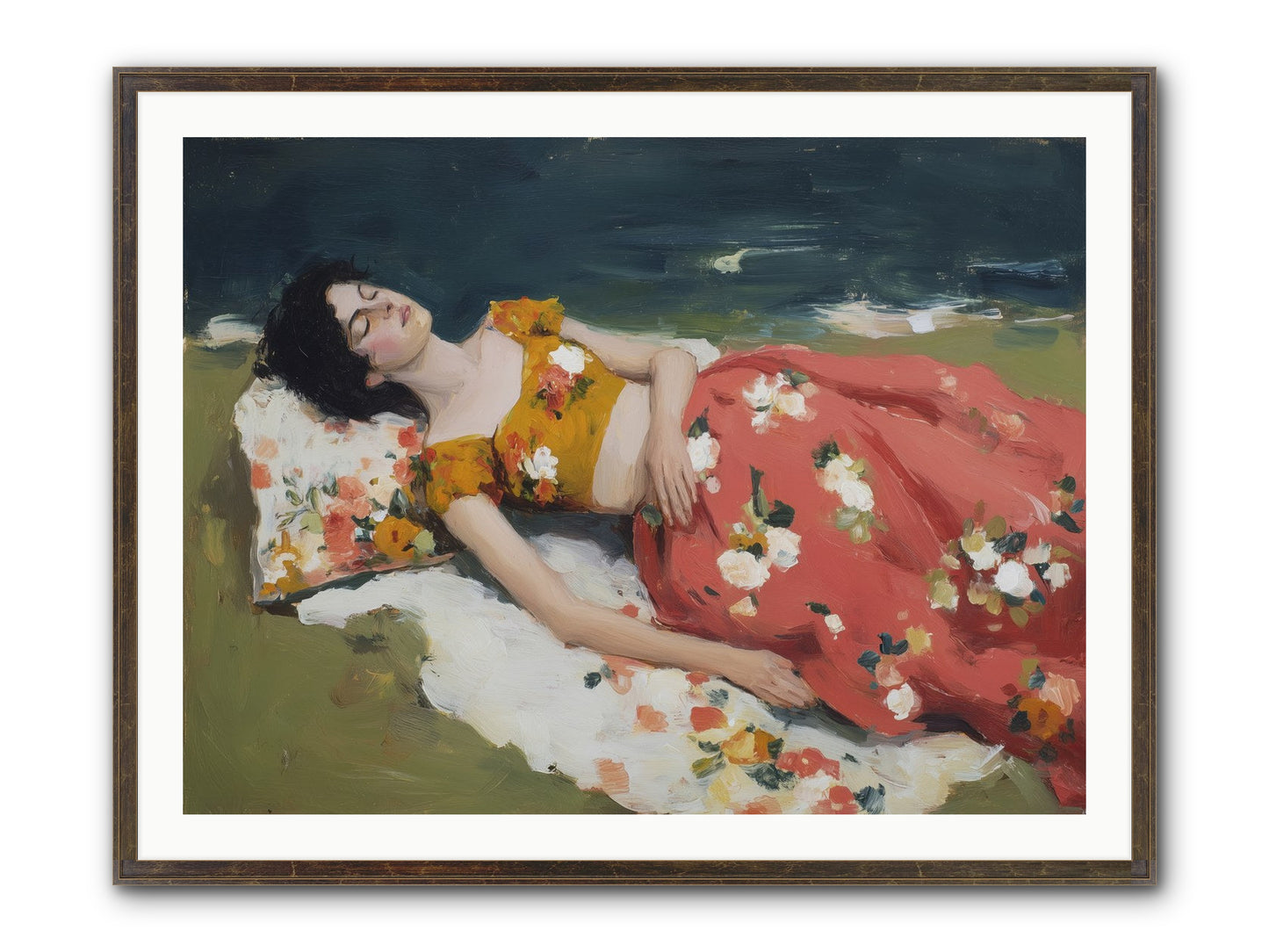 Shoreline Siesta Framed Print - Slimwoods Black/Gold 40x30