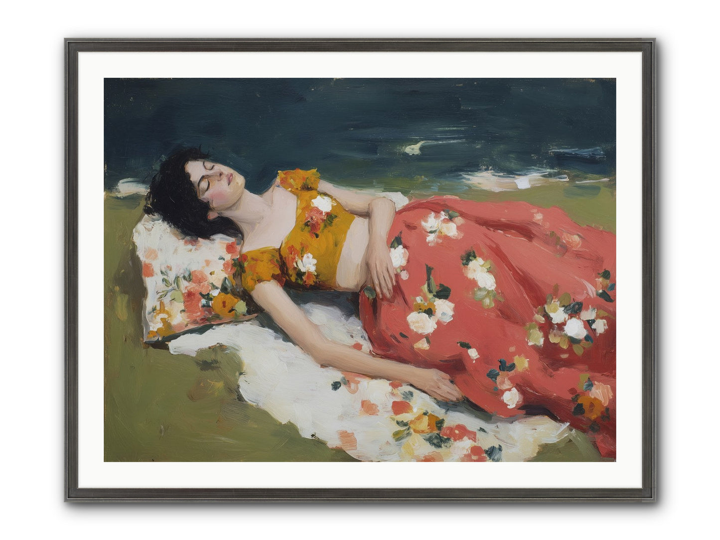 Shoreline Siesta Framed Print - Slimwoods Black/Silver 40x30