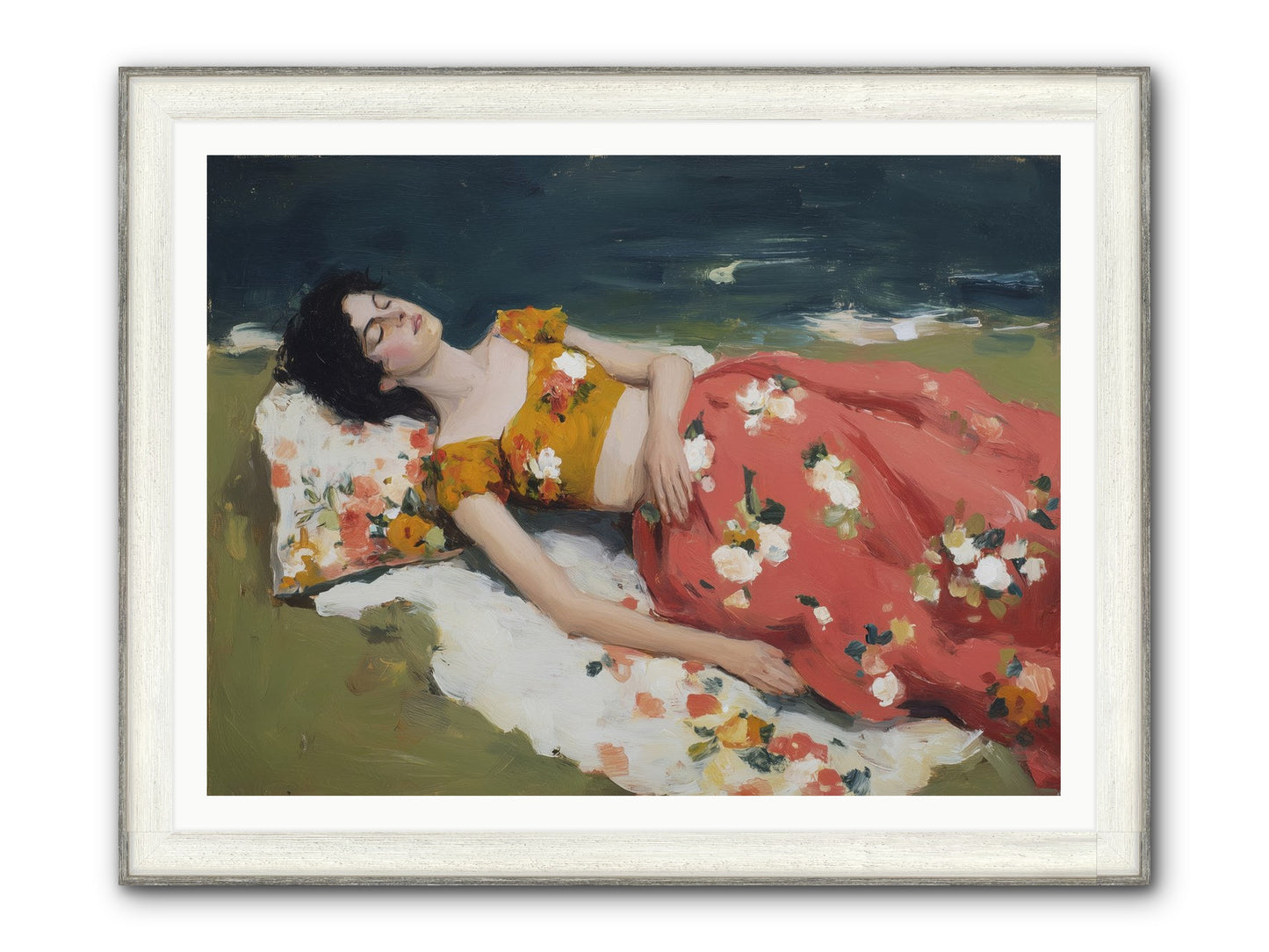 Shoreline Siesta Framed Print - Driftwood White 48x36