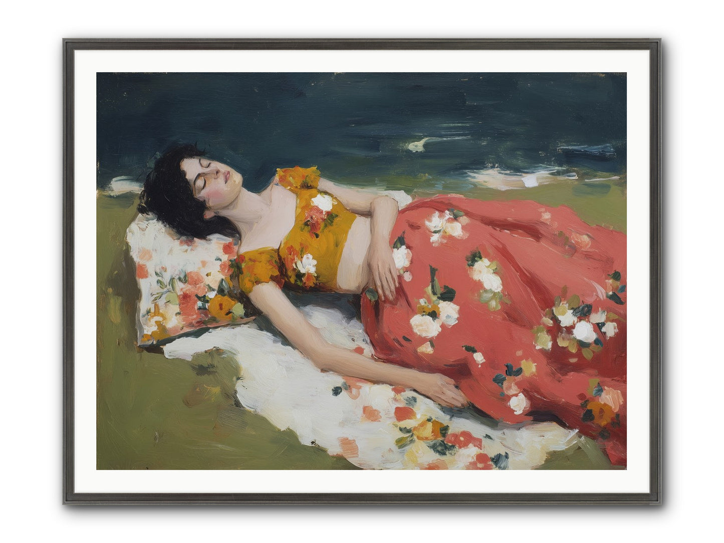 Shoreline Siesta Framed Print - Slimwoods Black/Silver 48x36