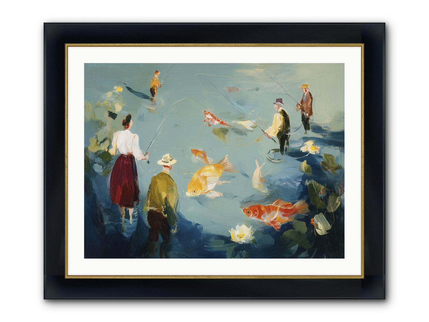 Shoreline Soliloquy Framed Print - Wide Black w/Gold 32x24