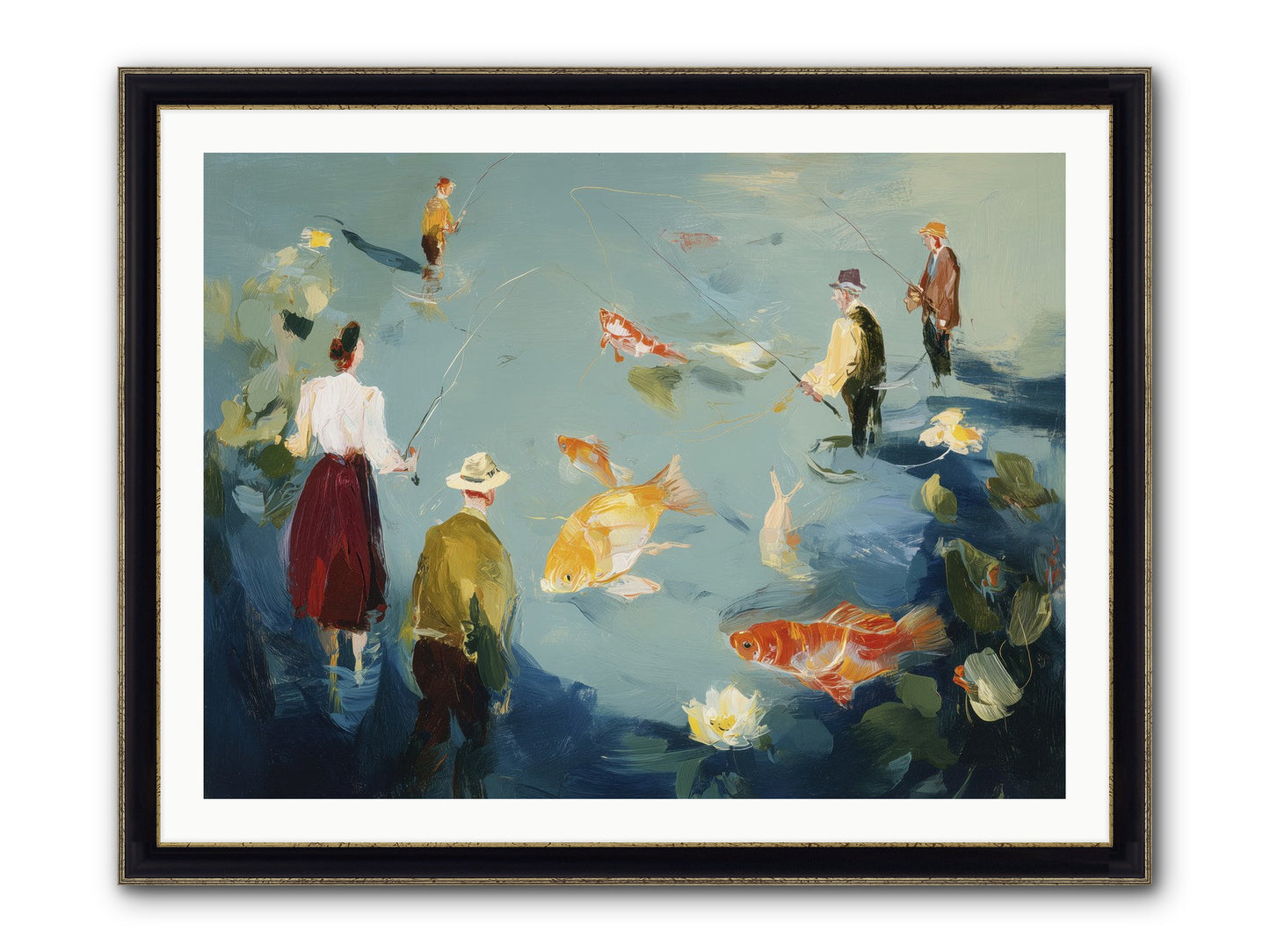 Shoreline Soliloquy Framed Print - Black & Gold 40x30